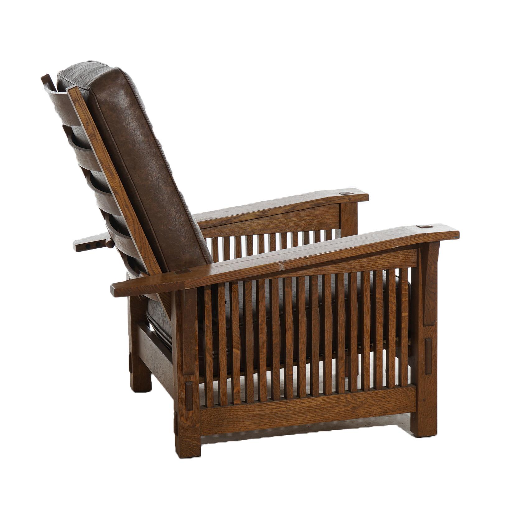 Arts & Crafts Stickley Tapered Arm Oak Morris Chair 20th C 3