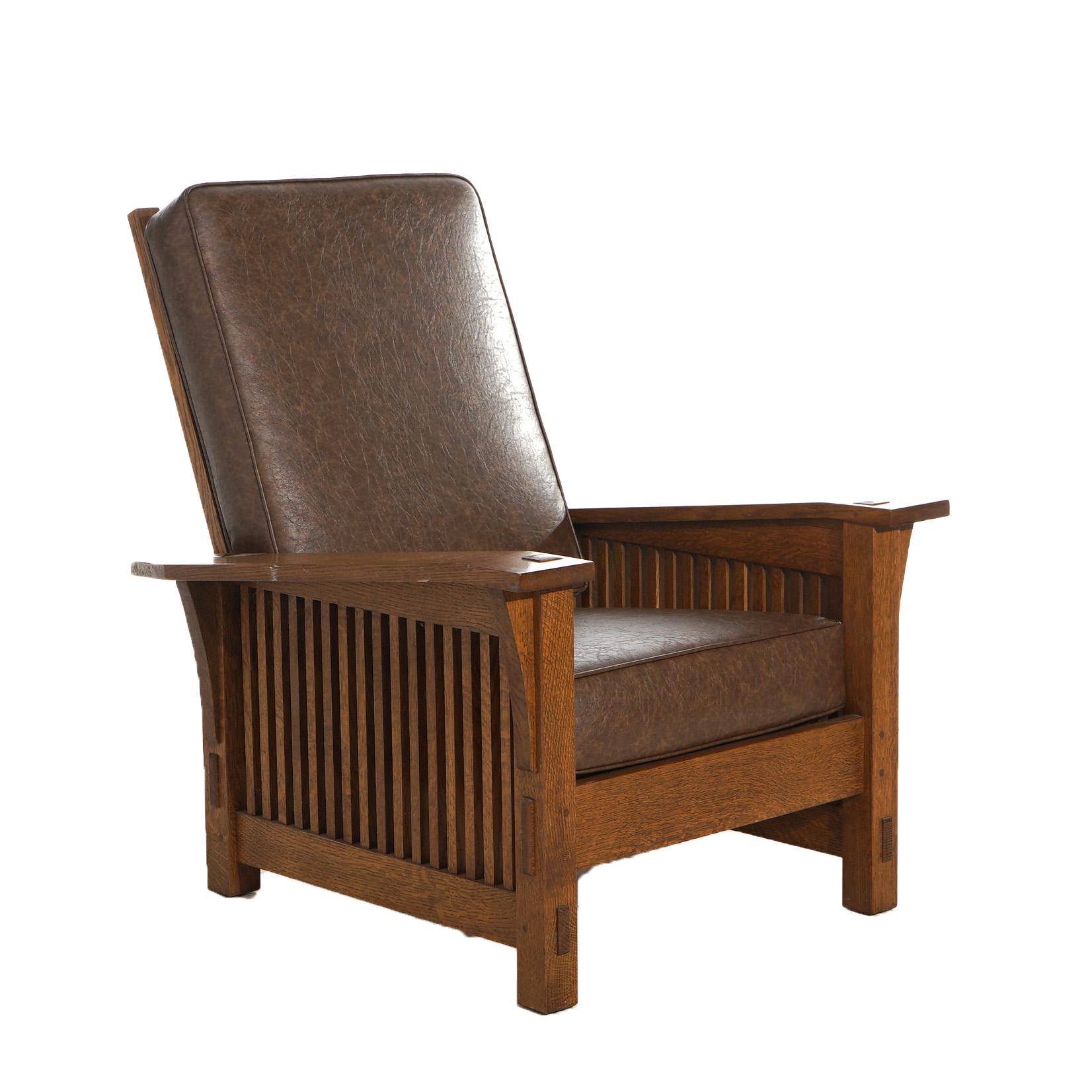 Arts & Crafts Stickley Tapered Arm Oak Morris Chair 20th C 4
