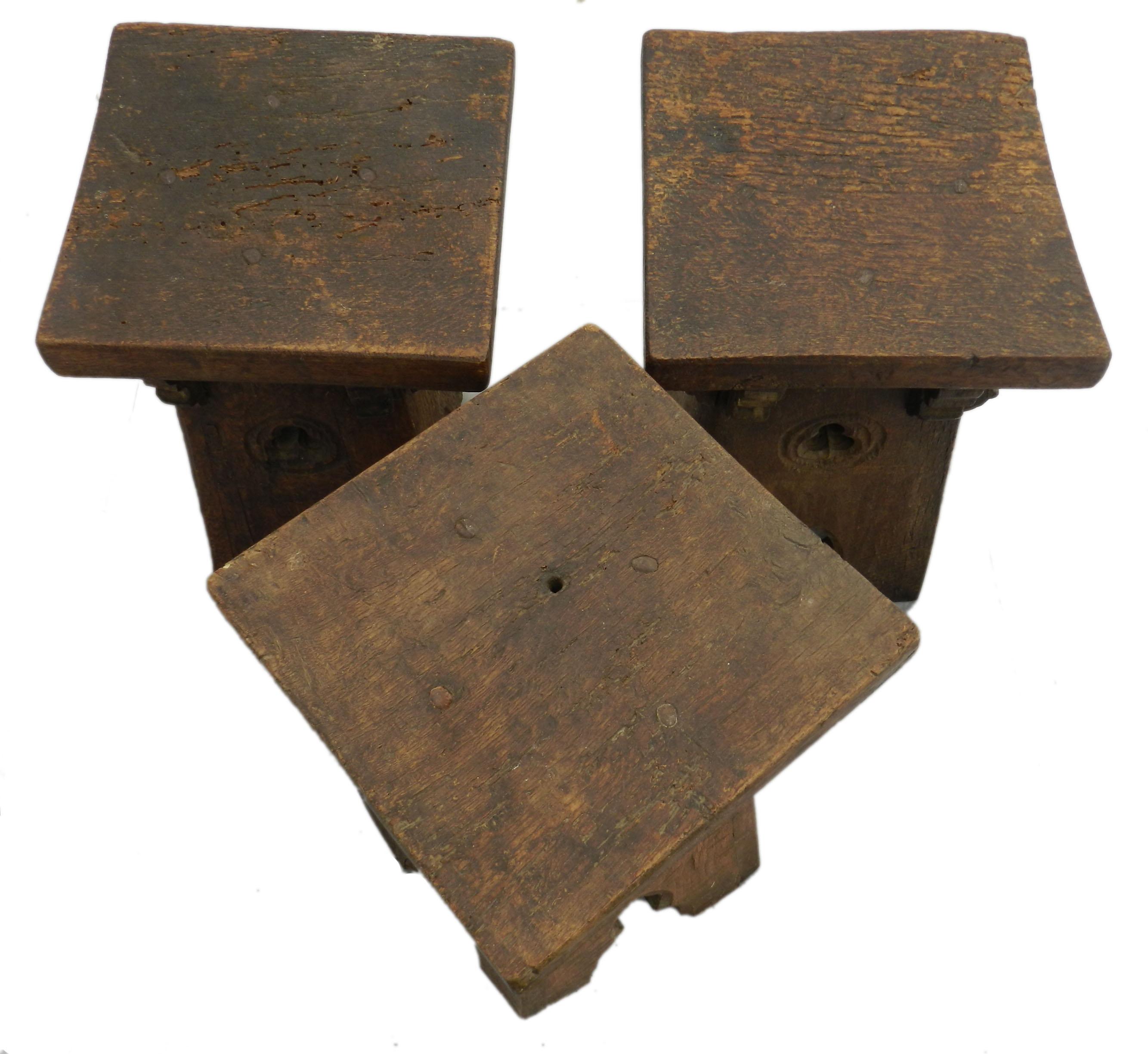 Carved Arts & Crafts Stool Brutalist Gothic Rev French Country House c1910 (B) For Sale