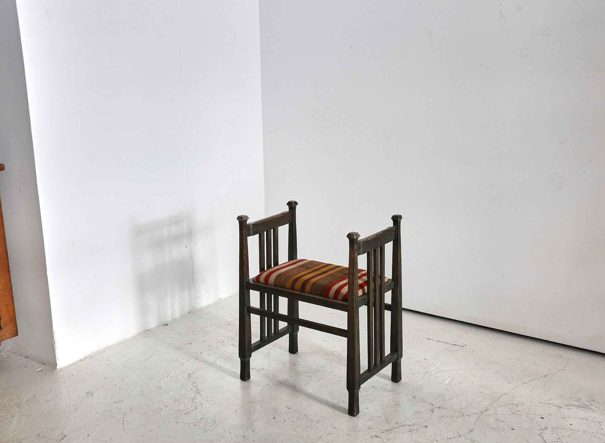 Limed English Arts & Crafts Piano Stool by James Shoolbred
