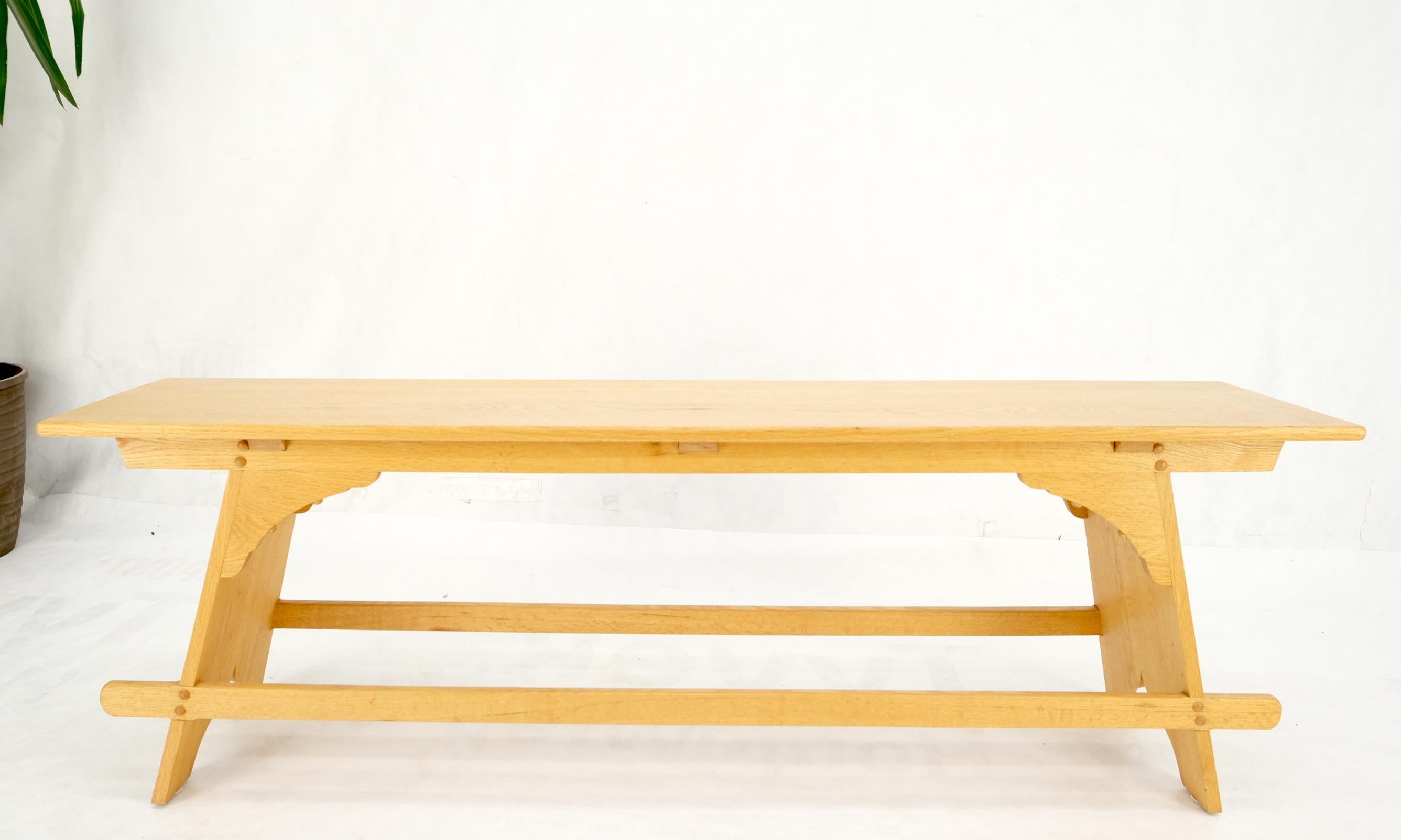 Arts & Crafts Studio Made Long Oak Bench For Sale 6