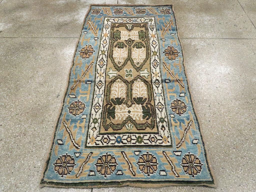 Hand-Knotted Arts & Crafts Style 19th Century Handmade Spanish Cuenca Throw Rug For Sale
