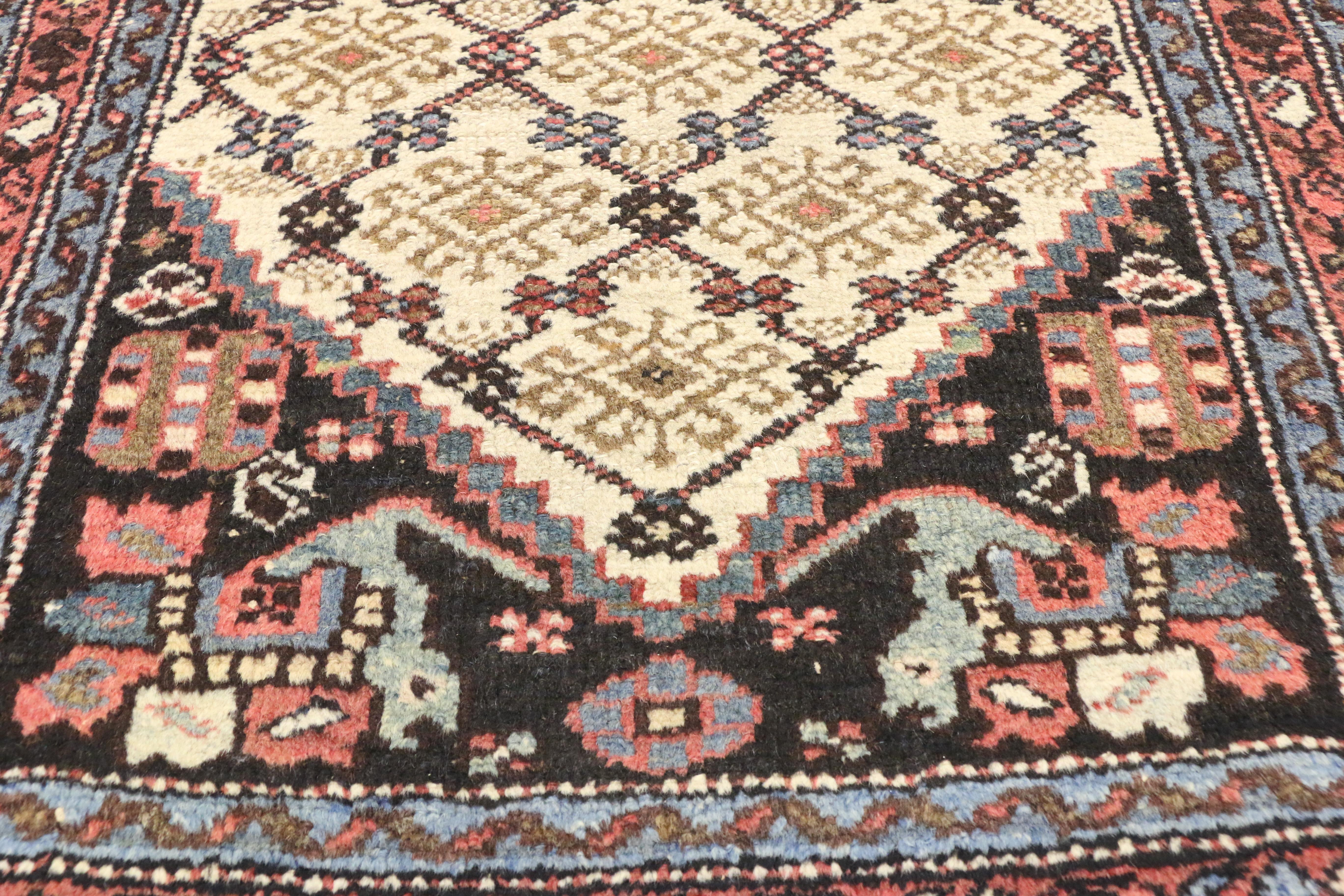 Hand-Knotted Arts & Crafts Style Antique Persian Assadabad Hamadan Runner, Hallway Runner For Sale