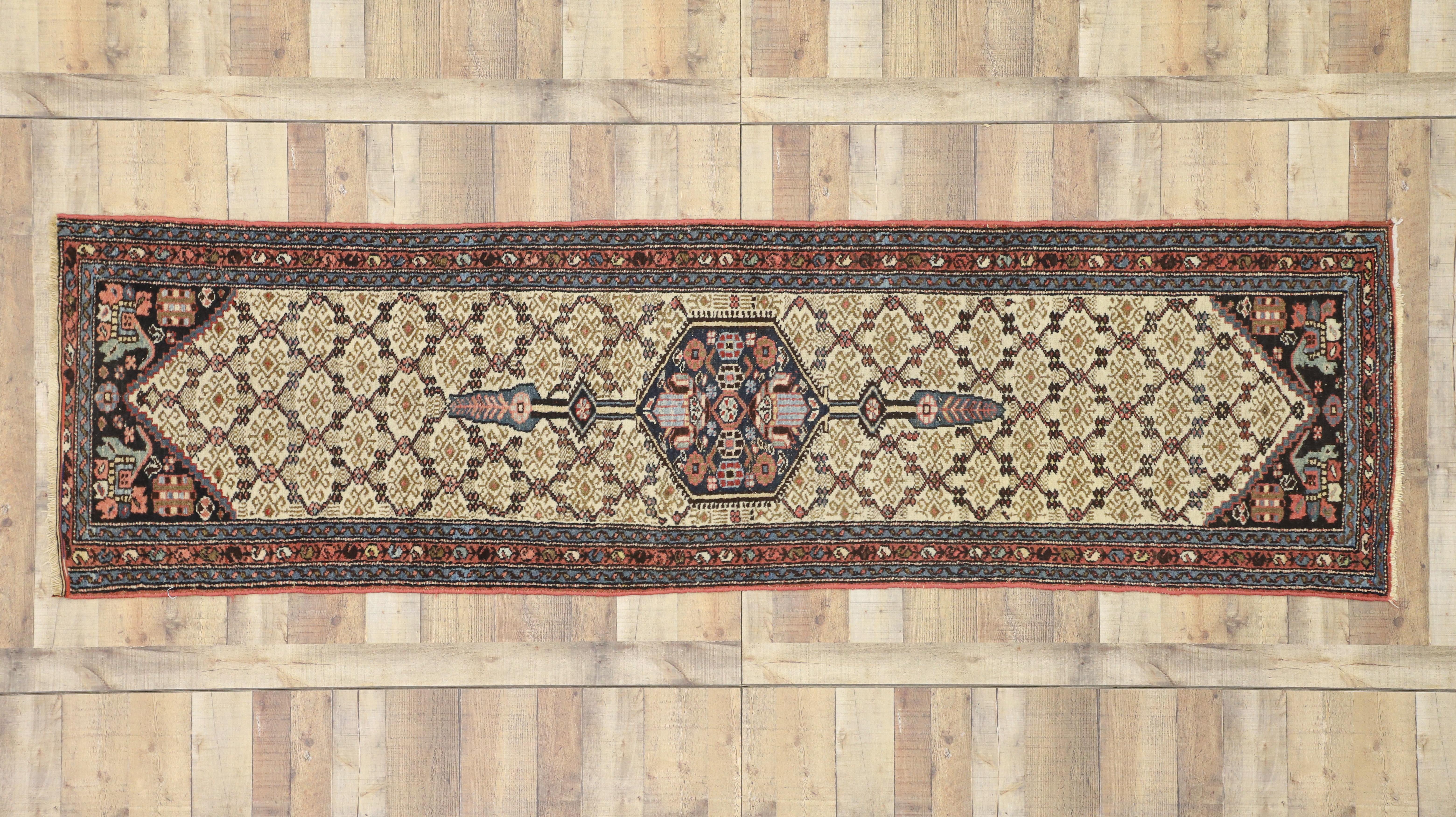 Wool Arts & Crafts Style Antique Persian Assadabad Hamadan Runner, Hallway Runner For Sale