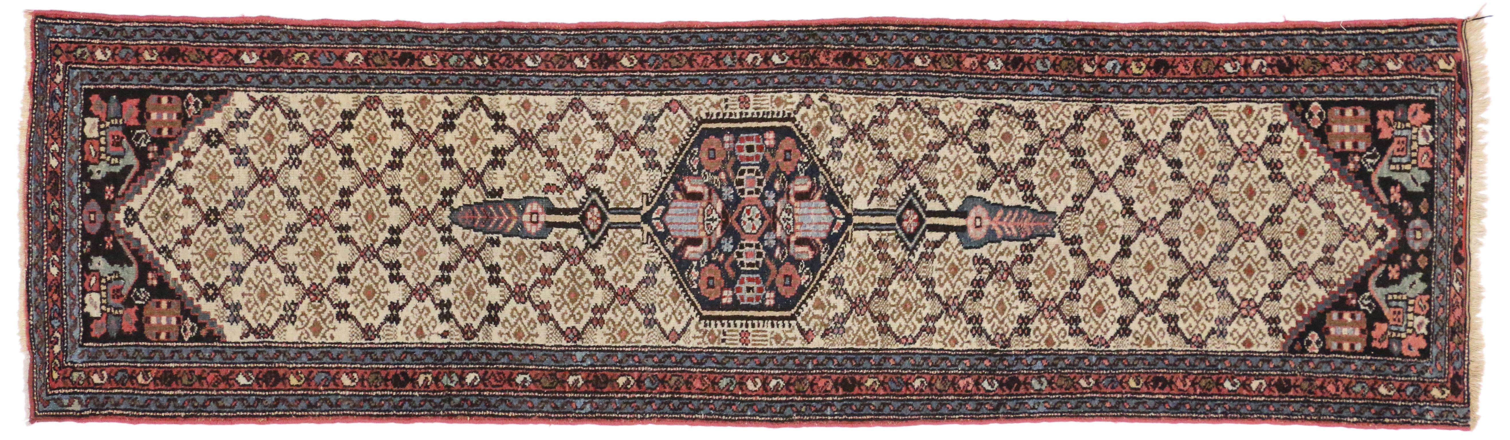 Arts & Crafts Style Antique Persian Assadabad Hamadan Runner, Hallway Runner For Sale 1