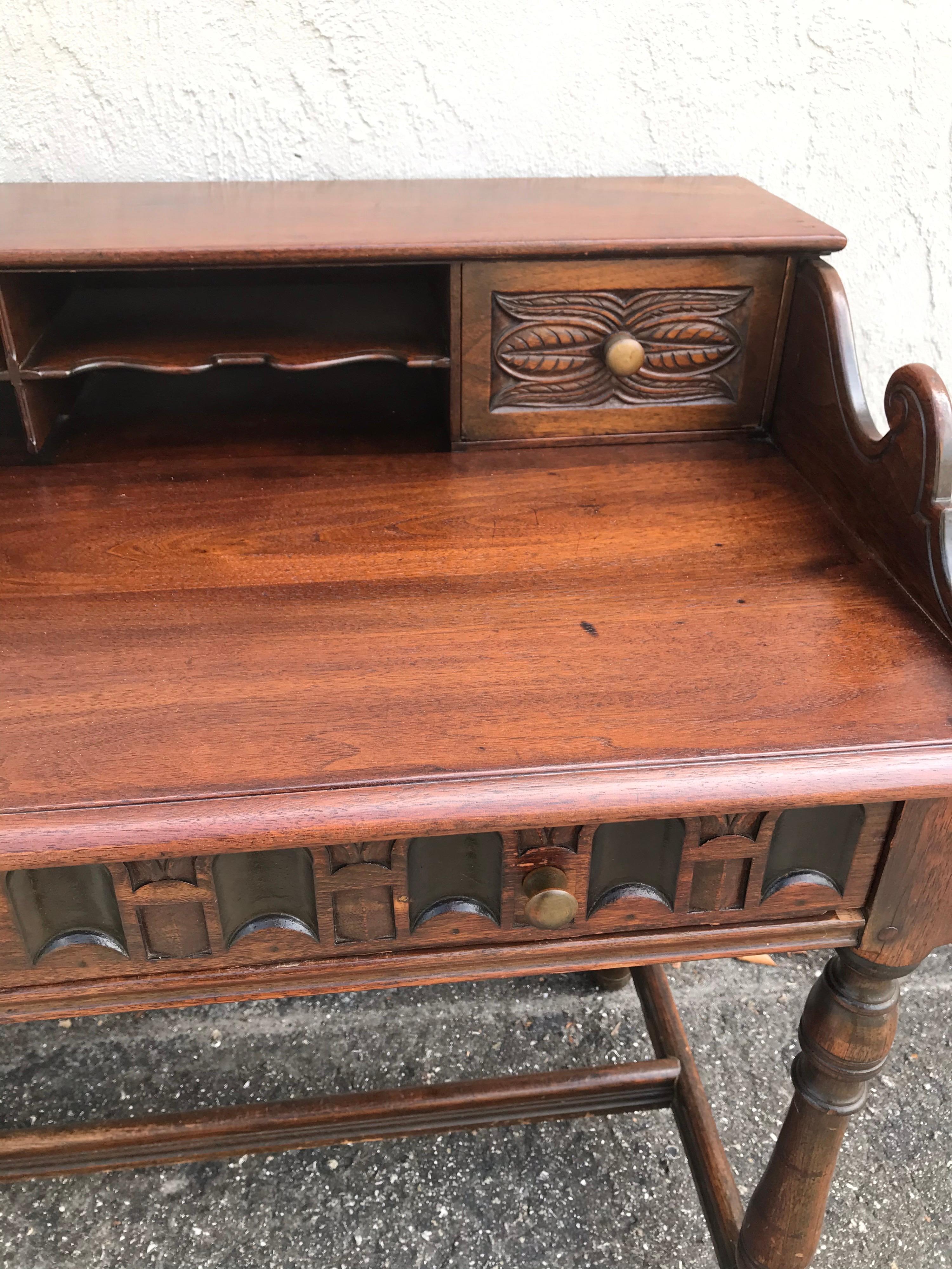 Arts & Crafts Style Carved Desk 6