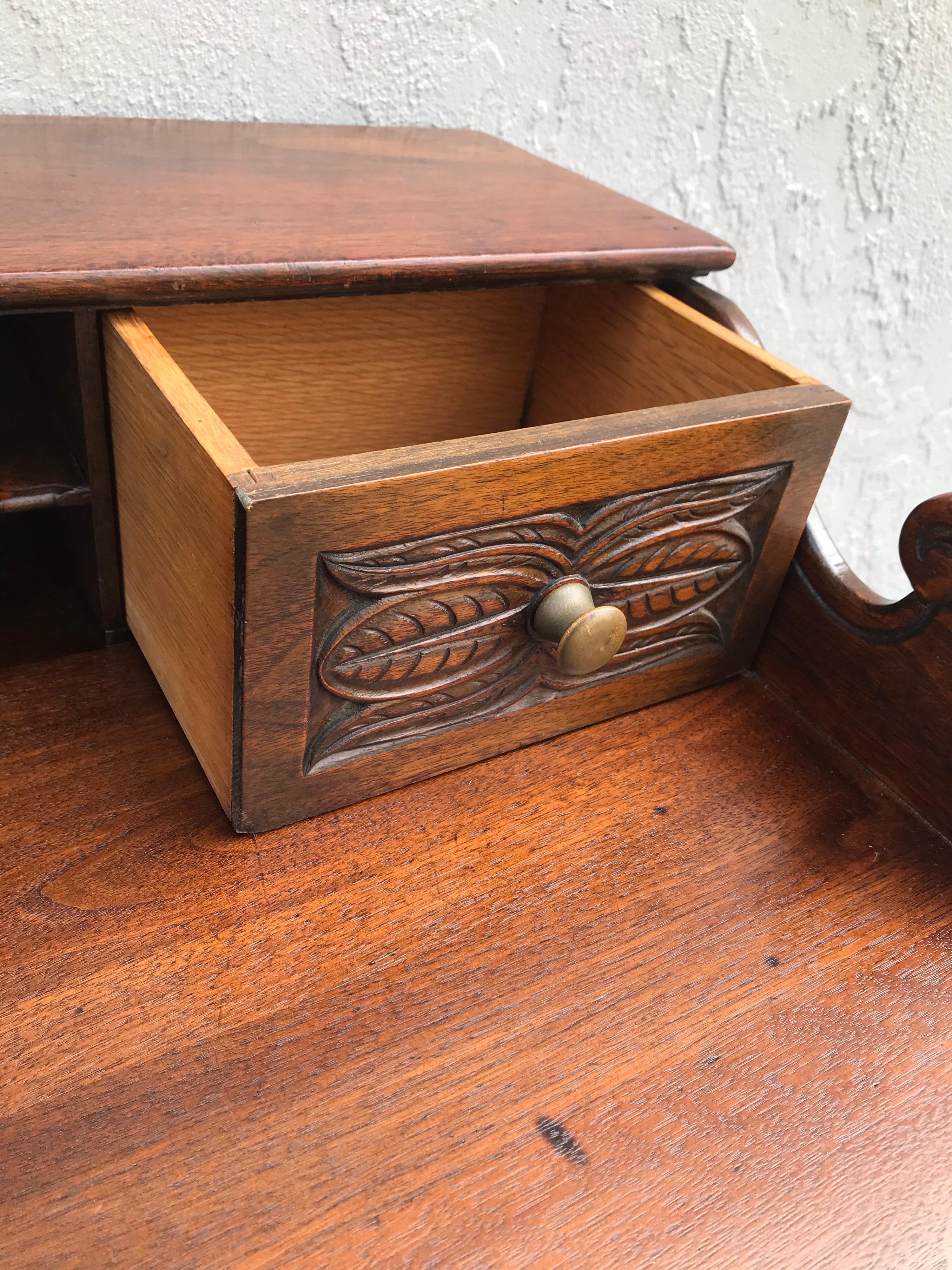 Arts & Crafts Style Carved Desk 9