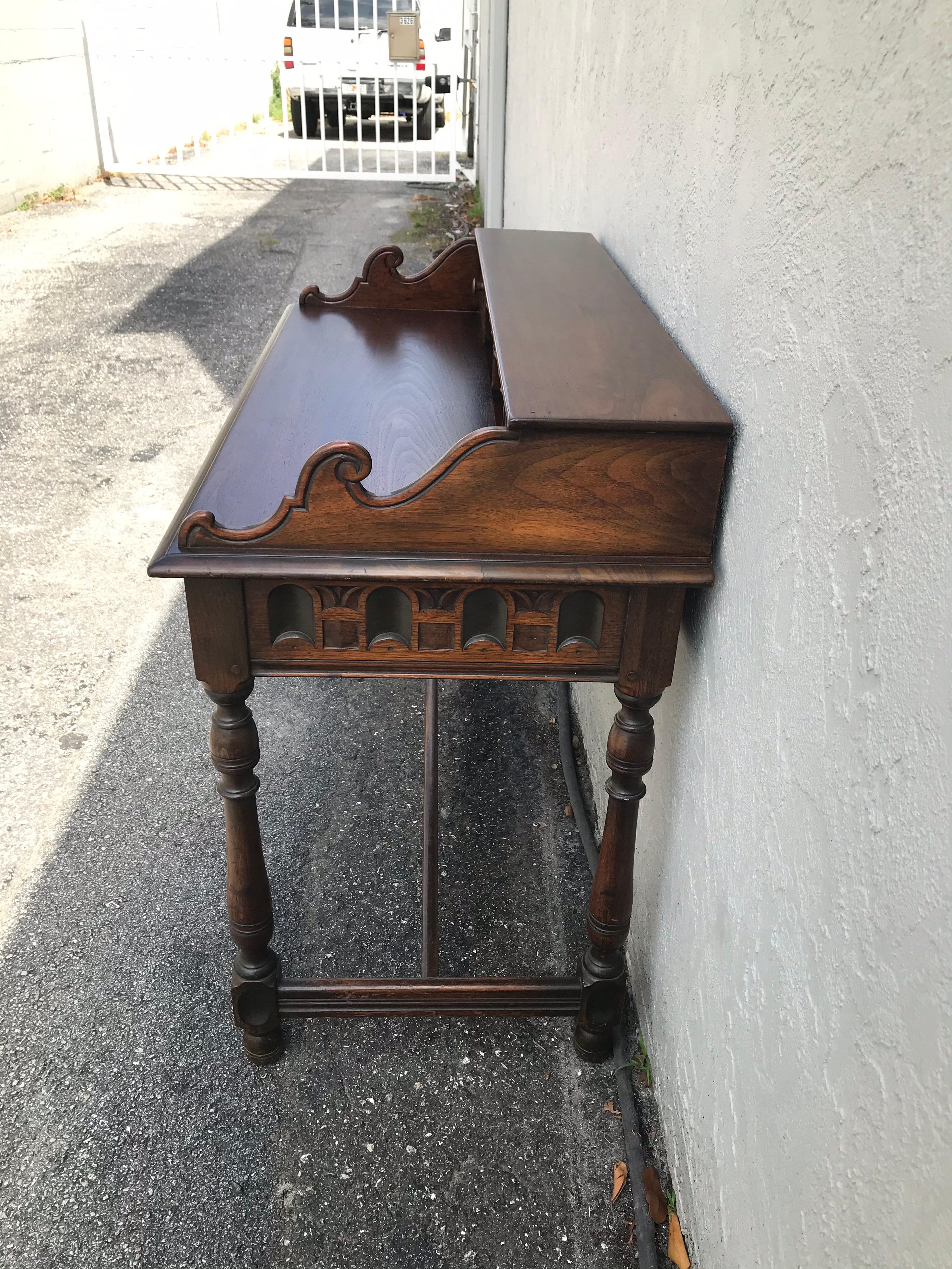 Arts & Crafts Style Carved Desk 2