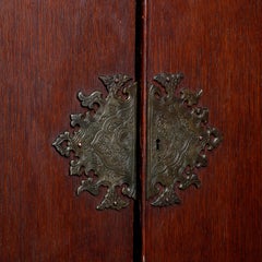 Arts & Crafts Style Carved Oak Cellaret with Figural Cast Phoenix Hardware C1910