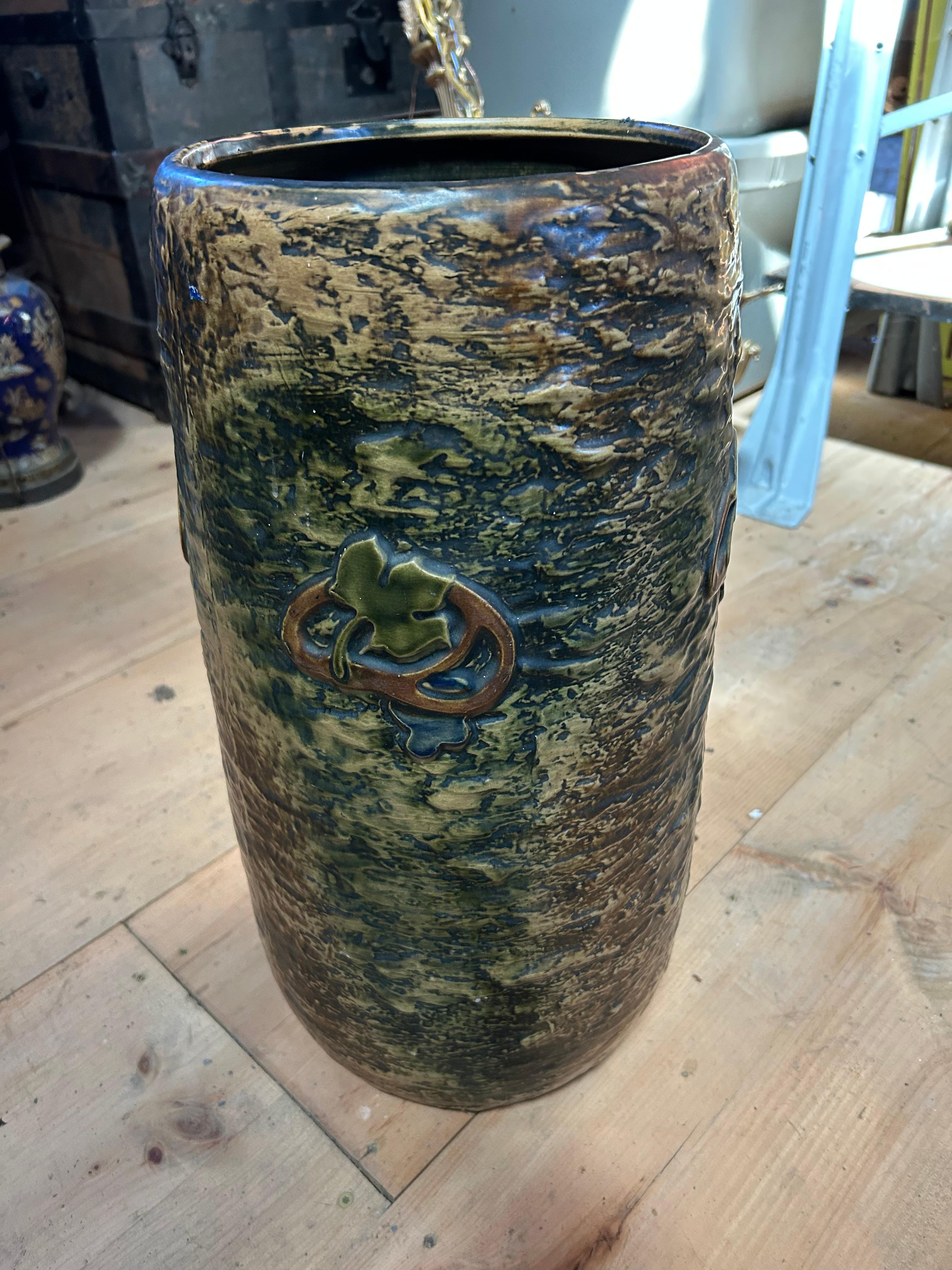 Arts & Crafts Style Ceramic Umbrella Stand For Sale 1