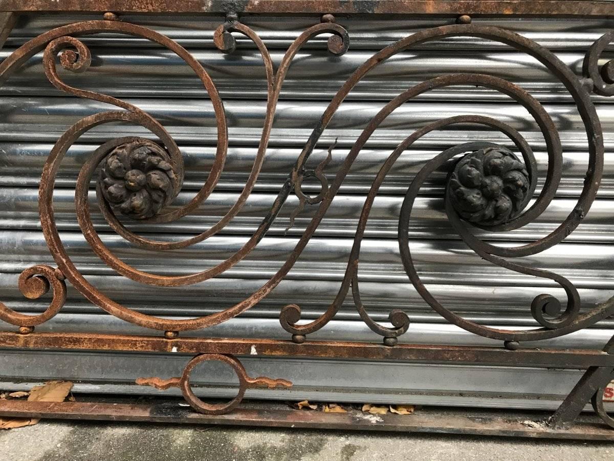 Arts and Crafts Arts & Crafts Style Decorative Cast Iron Angular Fence or Staircase Bannister For Sale