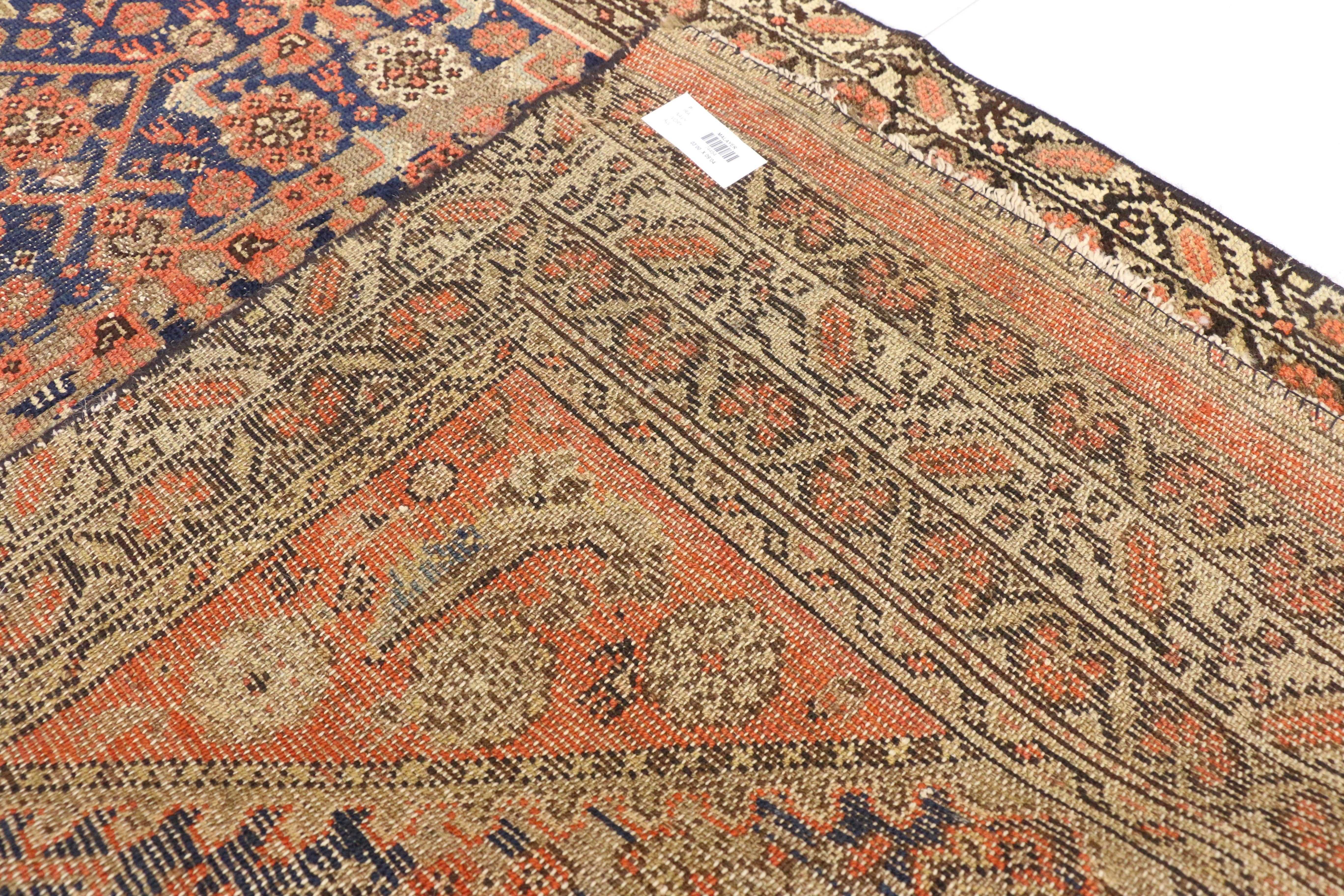 20th Century Distressed Antique Persian Malayer Runner with Rustic Arts & Crafts Style For Sale