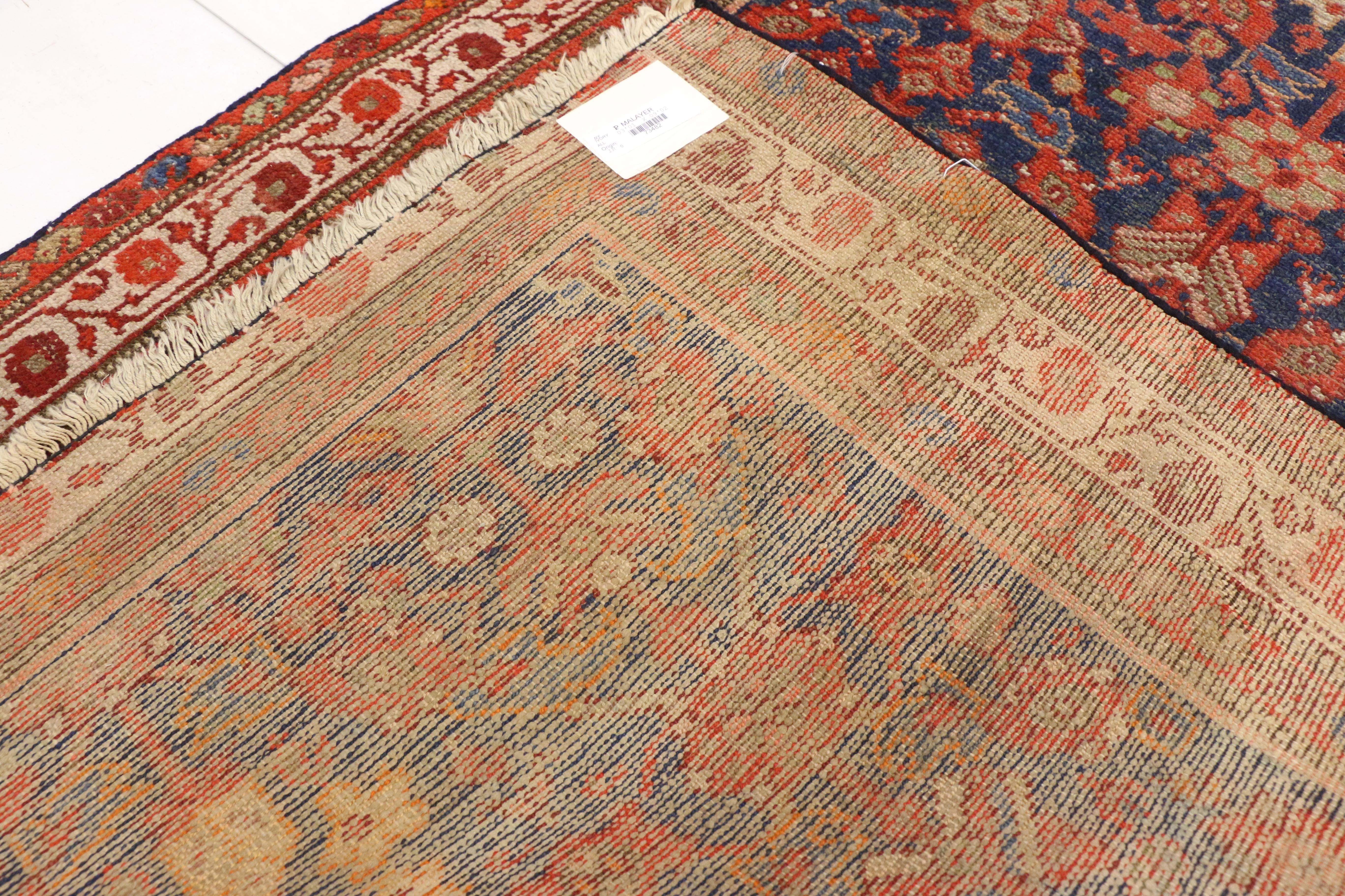 Arts & Crafts Style Distressed Antique Persian Malayer Runner, Hallway Runner In Distressed Condition In Dallas, TX