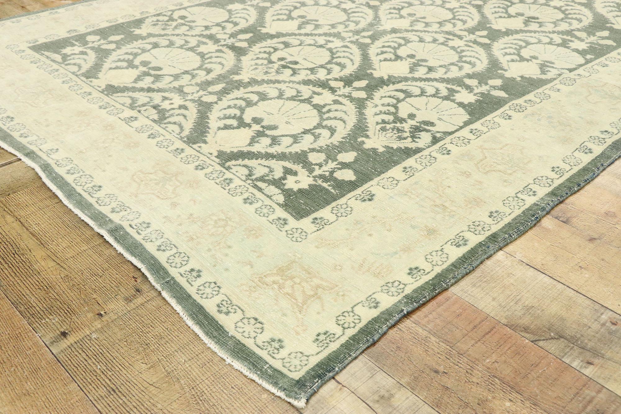 Arts and Crafts Arts & Crafts Style Distressed Vintage Romanian Rug Inspired by William Morris For Sale