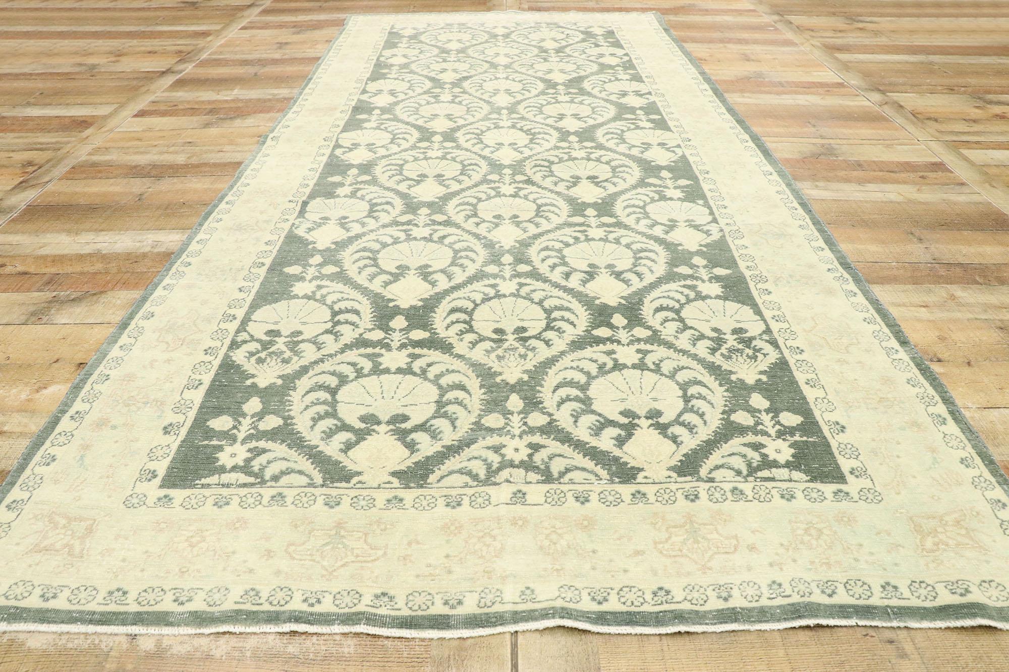 Hand-Knotted Arts & Crafts Style Distressed Vintage Romanian Rug Inspired by William Morris For Sale