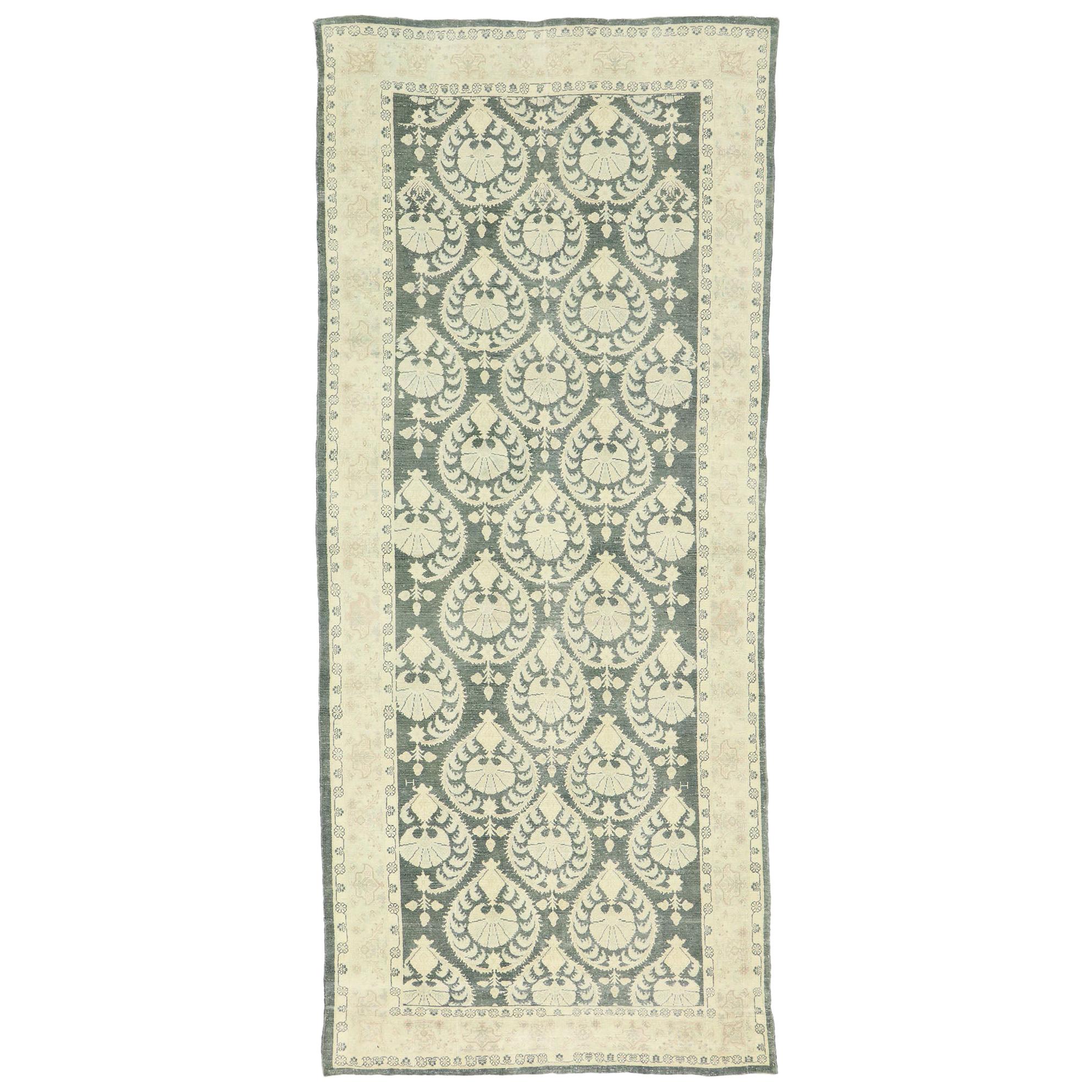Arts & Crafts Style Distressed Vintage Romanian Rug Inspired by William Morris For Sale