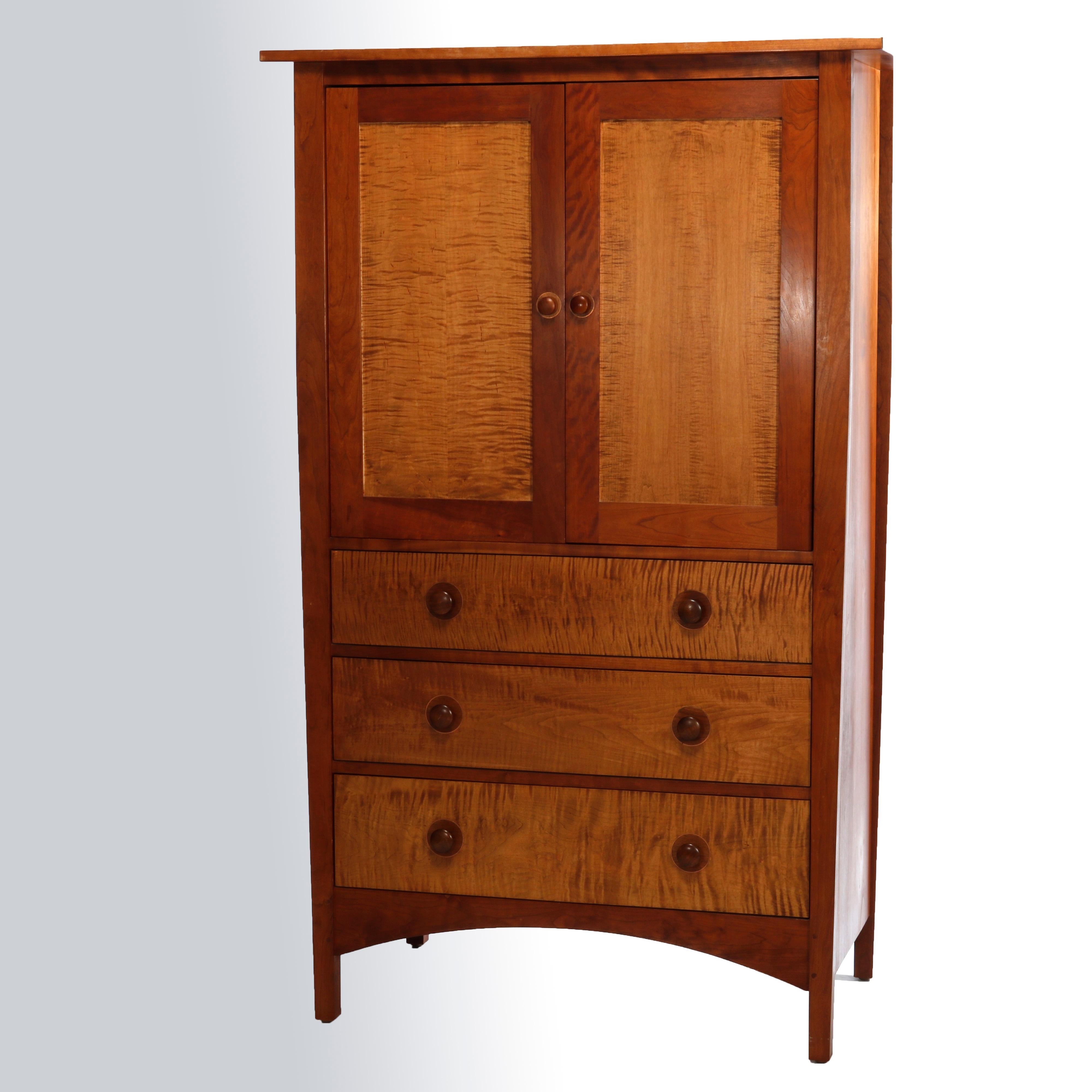 Arts and Crafts Arts & Crafts Style Harvey Ellis Design Tiger Maple Armoire by Stickley, 20th C