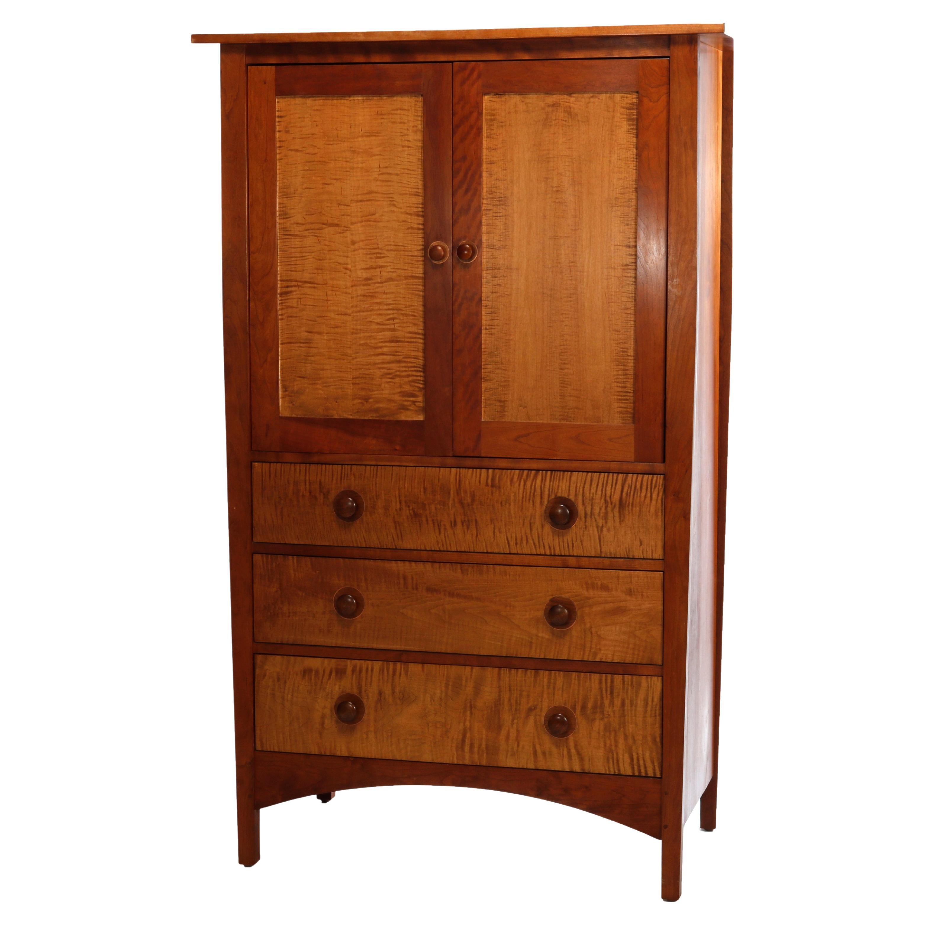 Arts & Crafts Style Harvey Ellis Design Tiger Maple Armoire by Stickley, 20th C