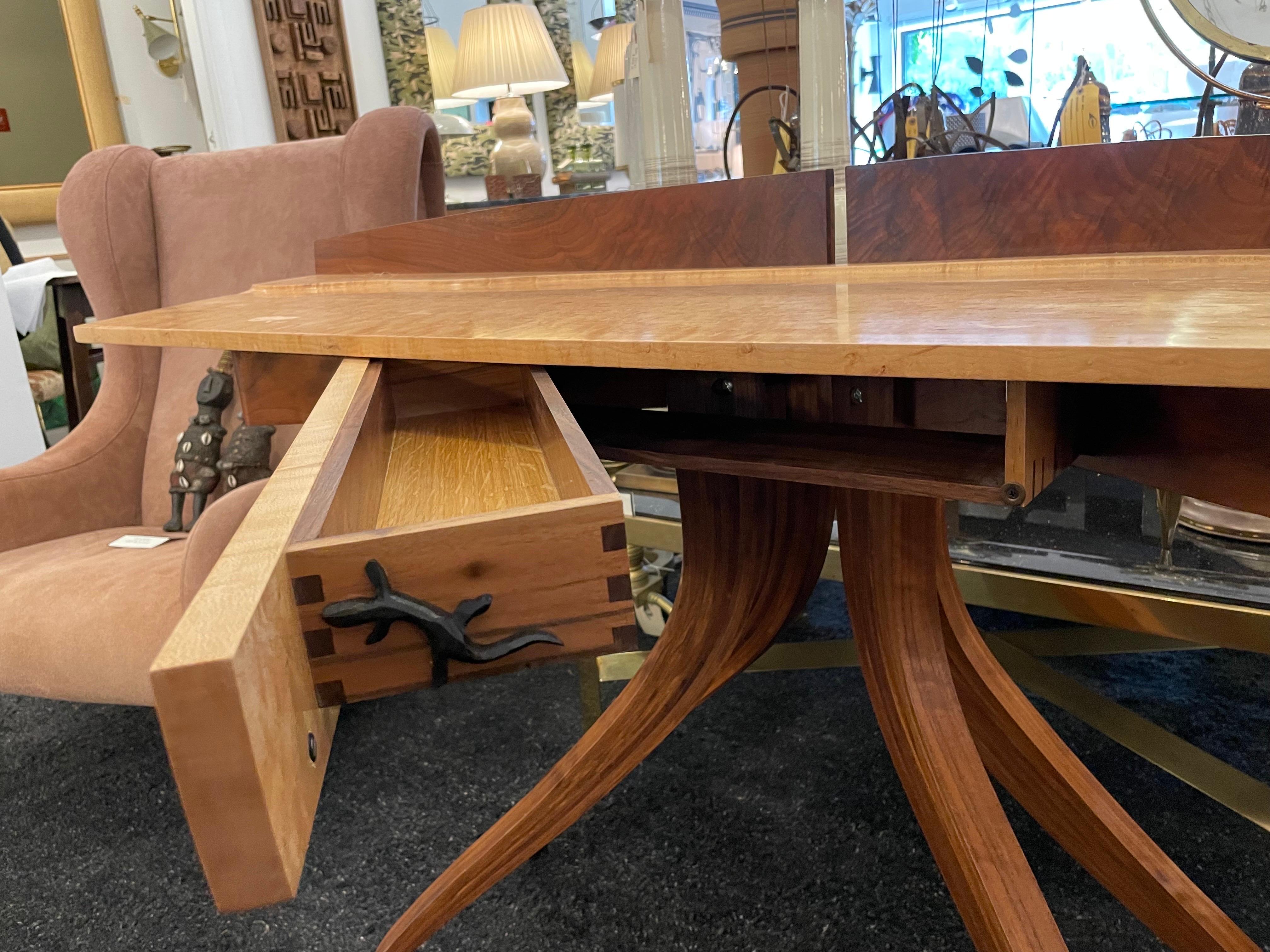 Arts & Crafts Style Maple & Walnut Desk/Console, Manner of Jere Osgood In Good Condition For Sale In East Hampton, NY