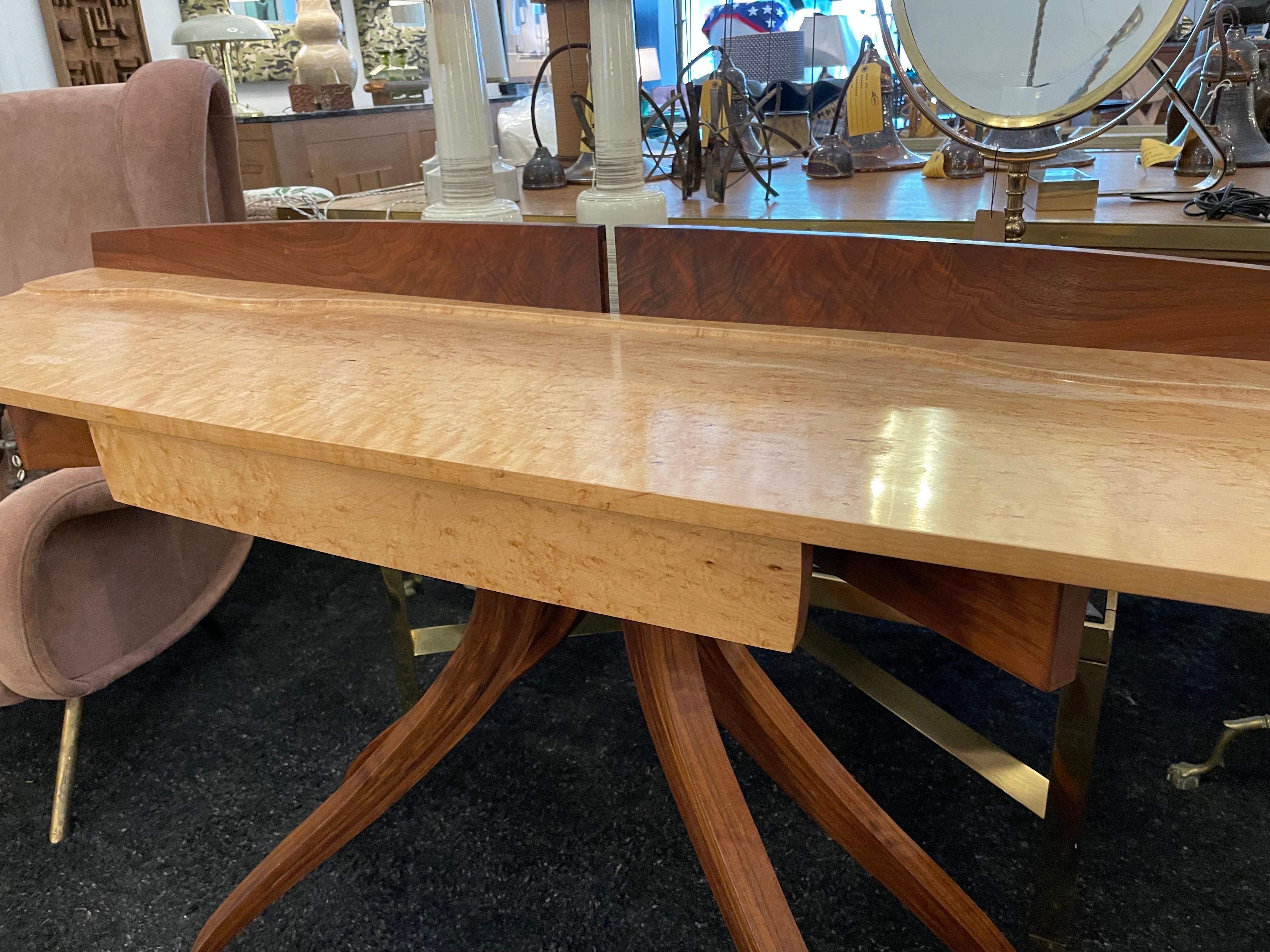 Late 20th Century Arts & Crafts Style Maple & Walnut Desk/Console, Manner of Jere Osgood For Sale