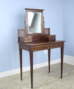 Arts & Crafts Style Oak Dressing Table with Brass Accents