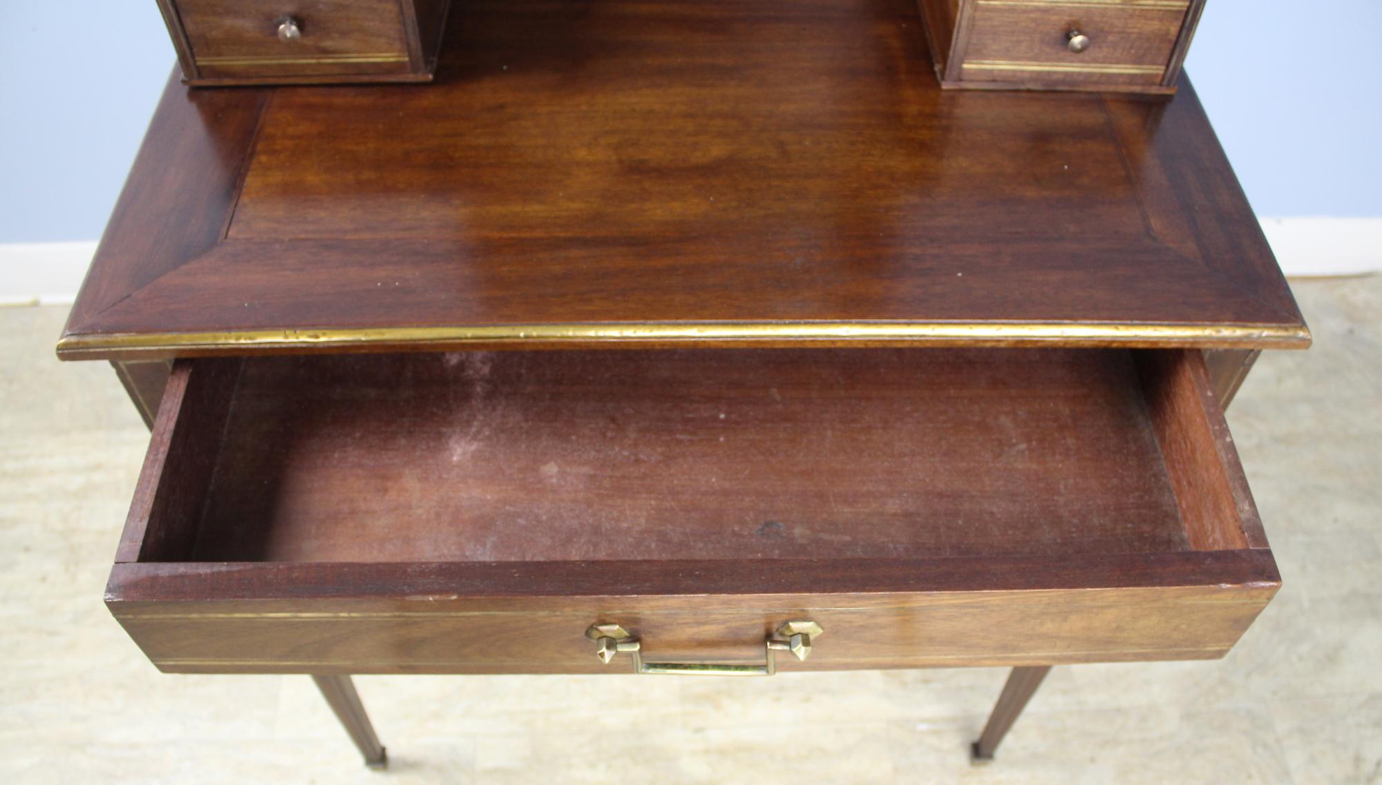 19th Century Arts & Crafts Style Oak Dressing Table with Brass Accents For Sale