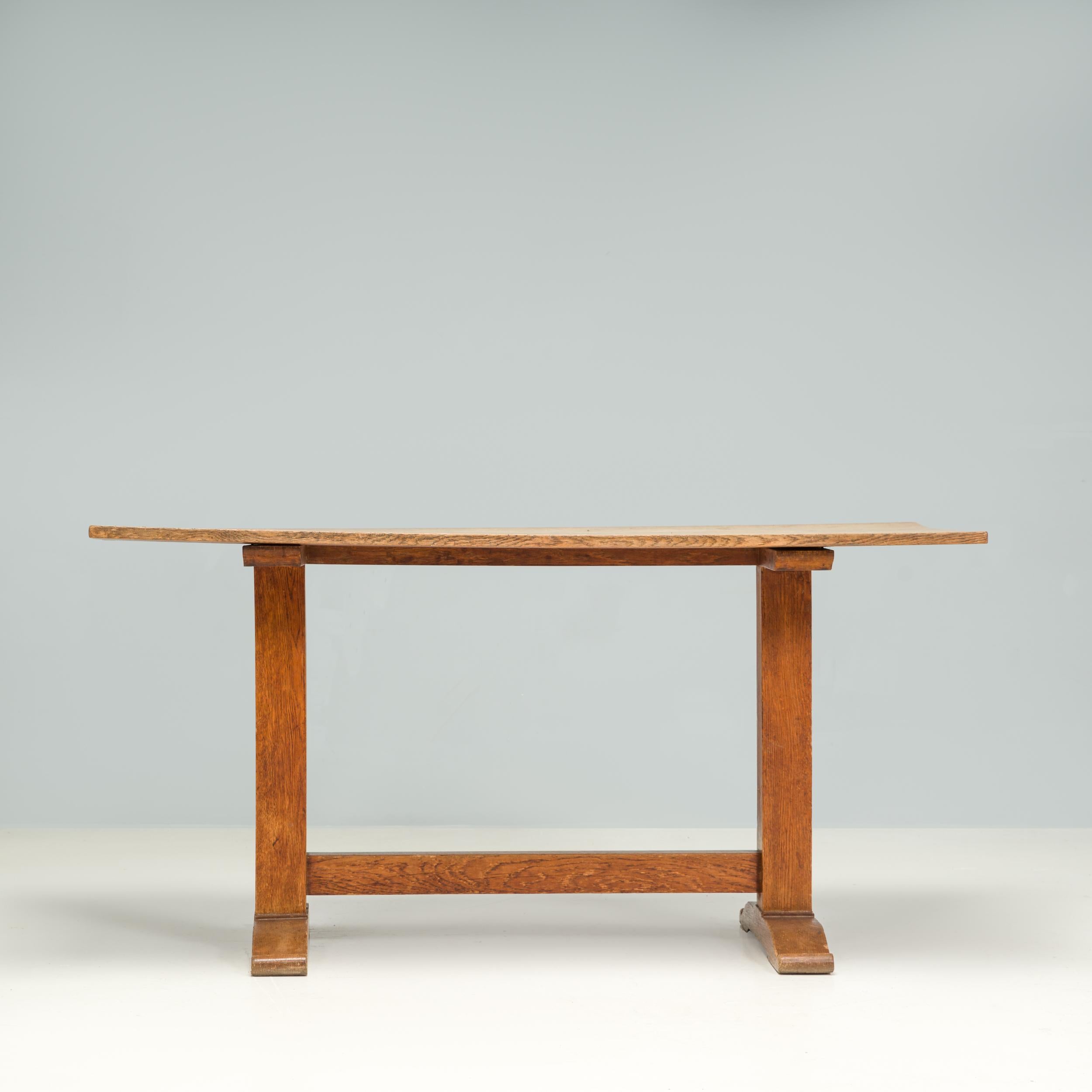 Mesa de comedor rectangular de madera estilo refectorio Arts & Crafts Artes y manualidades en venta