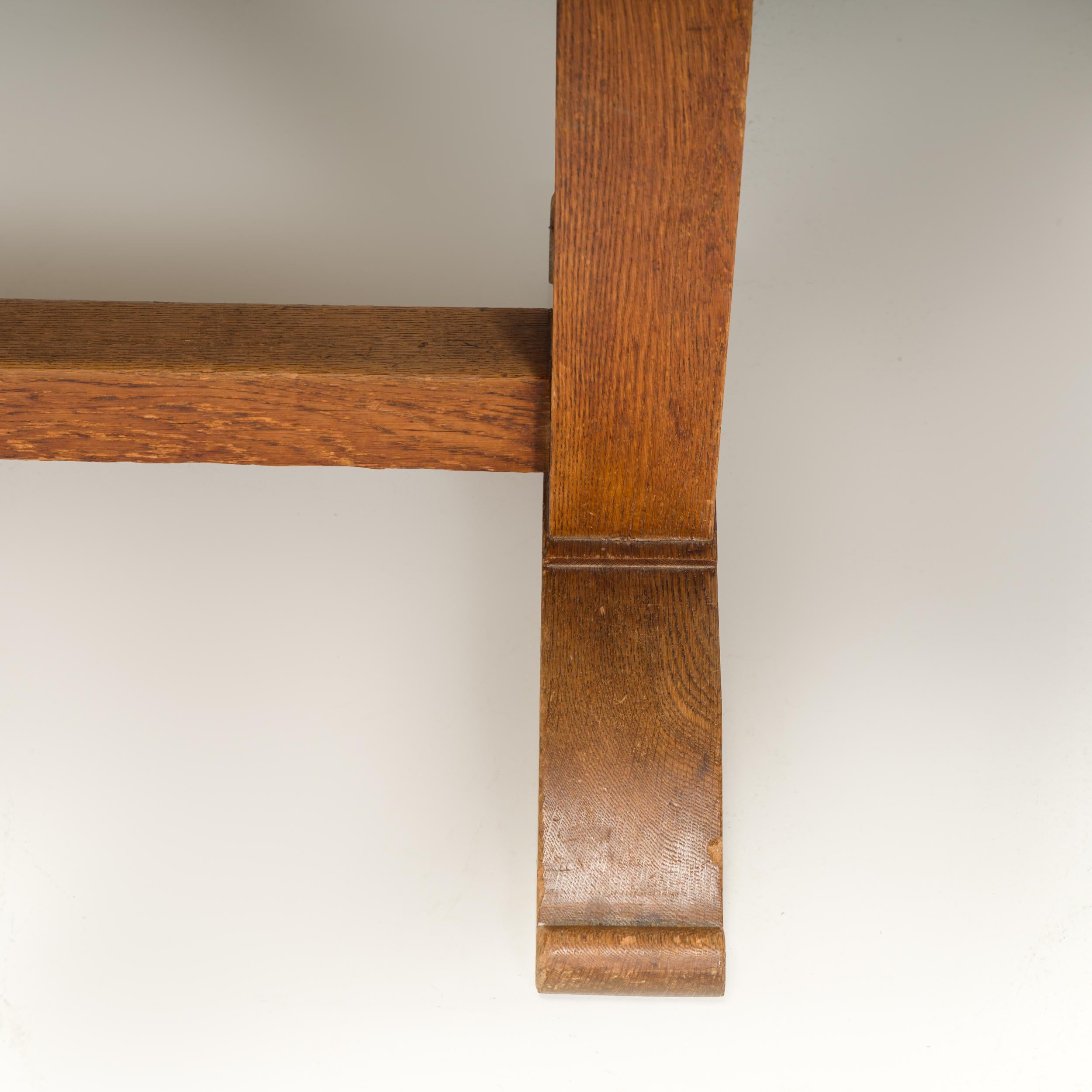 Mesa de comedor rectangular de madera estilo refectorio Arts & Crafts siglo XX en venta