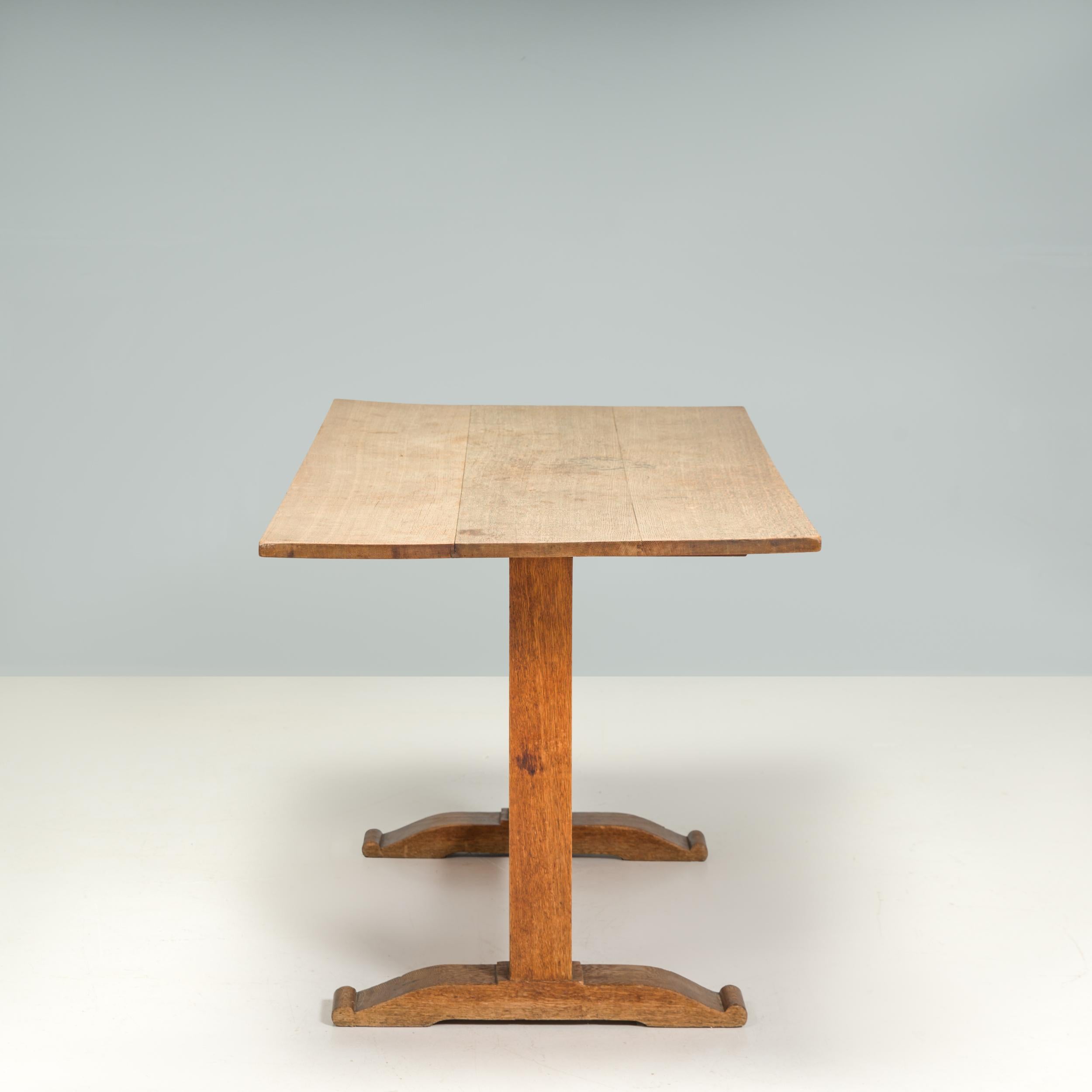 Mesa de comedor rectangular de madera estilo refectorio Arts & Crafts Madera en venta