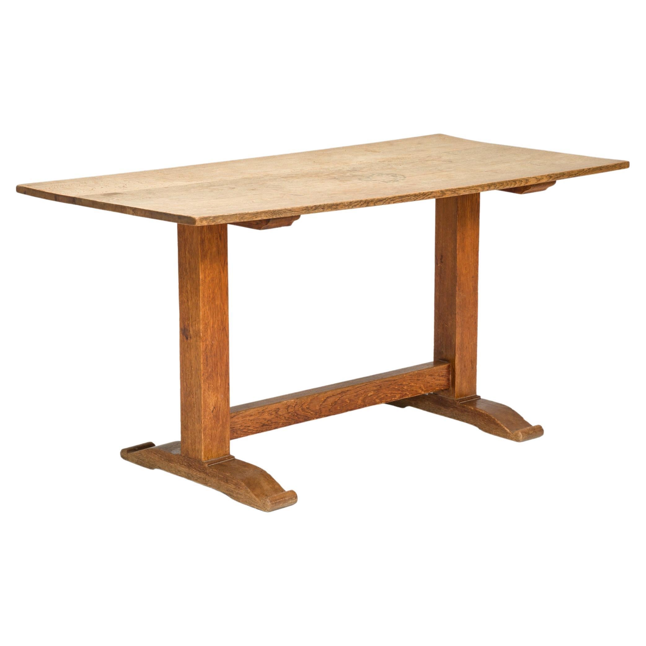 Mesa de comedor rectangular de madera estilo refectorio Arts & Crafts en venta
