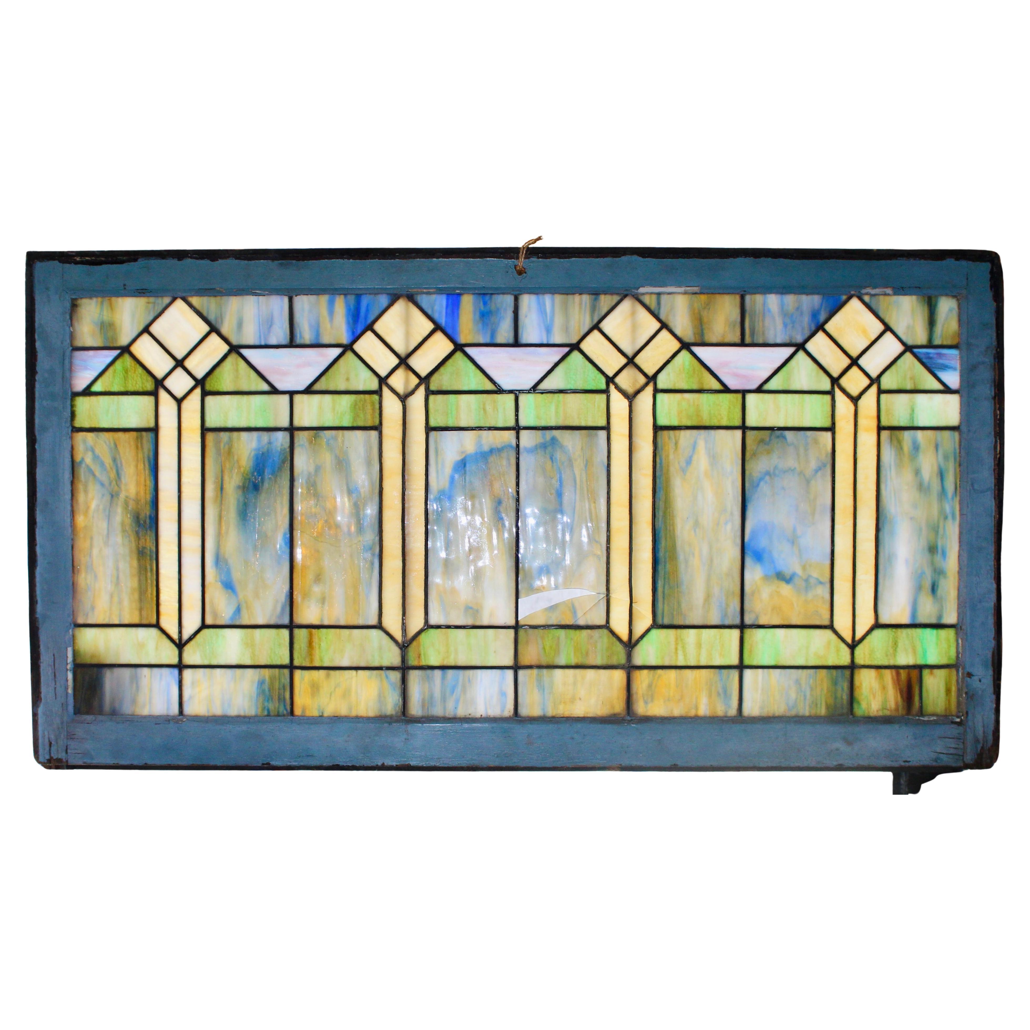 Vetrata in stile Arts & Crafts 55" x 29"