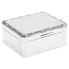 Arts & Crafts-Style Sterling Silver Table Box with Hinged Lid by Adie Bros