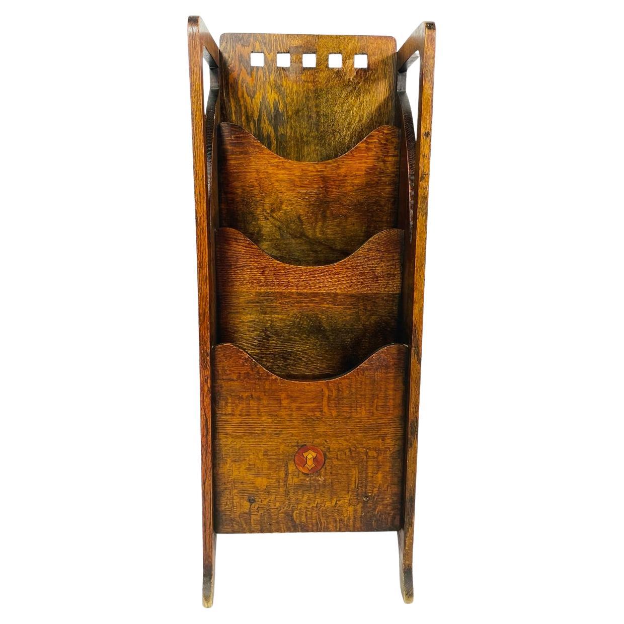 Arts and Crafts Style Mid-Century Wood Magazine Basket at 1stDibs