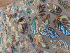 Arts & Crafts Style Willow Branch and Glazed Ceramic Tile Mosaic Side Table