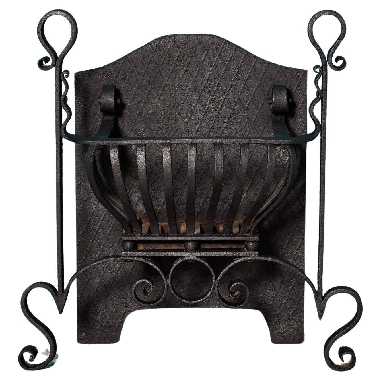 Antique Arts and Crafts Wrought Iron Fire Grate For Sale