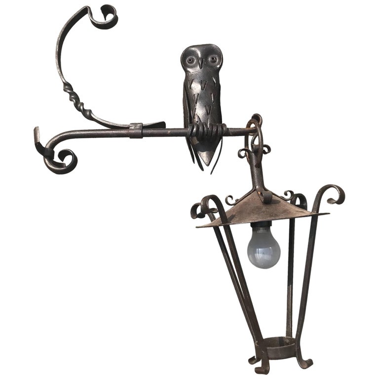 Arts And Crafts Style Wrought Iron Outdoor Wall Lamp Sconce With Arts Crafts Style Wrought Iron Outdoor Wall Lamp Sconce With Owl Sculpture For