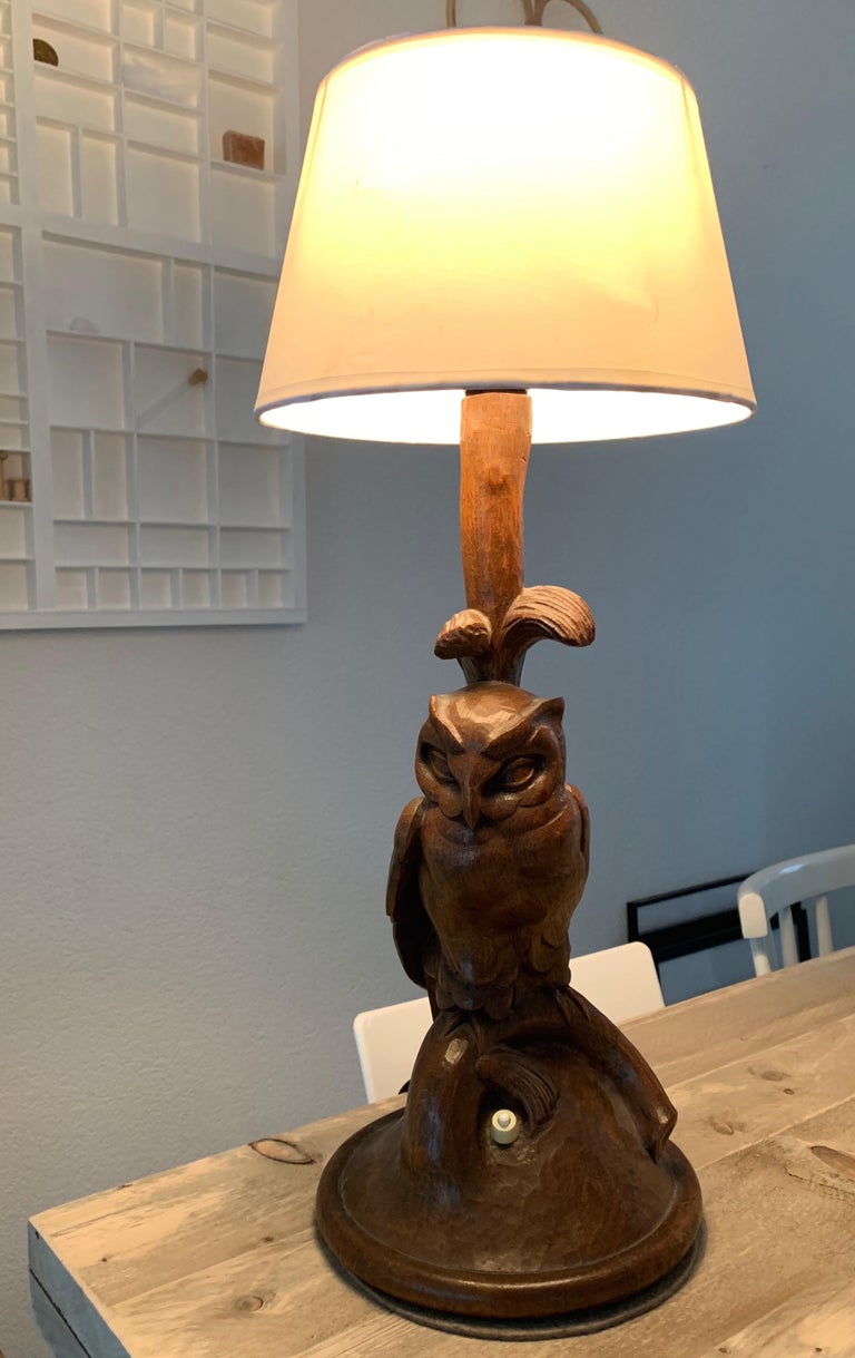 Arts and Crafts Stylish Fine Art Carved Wood Owl Sculpture ...