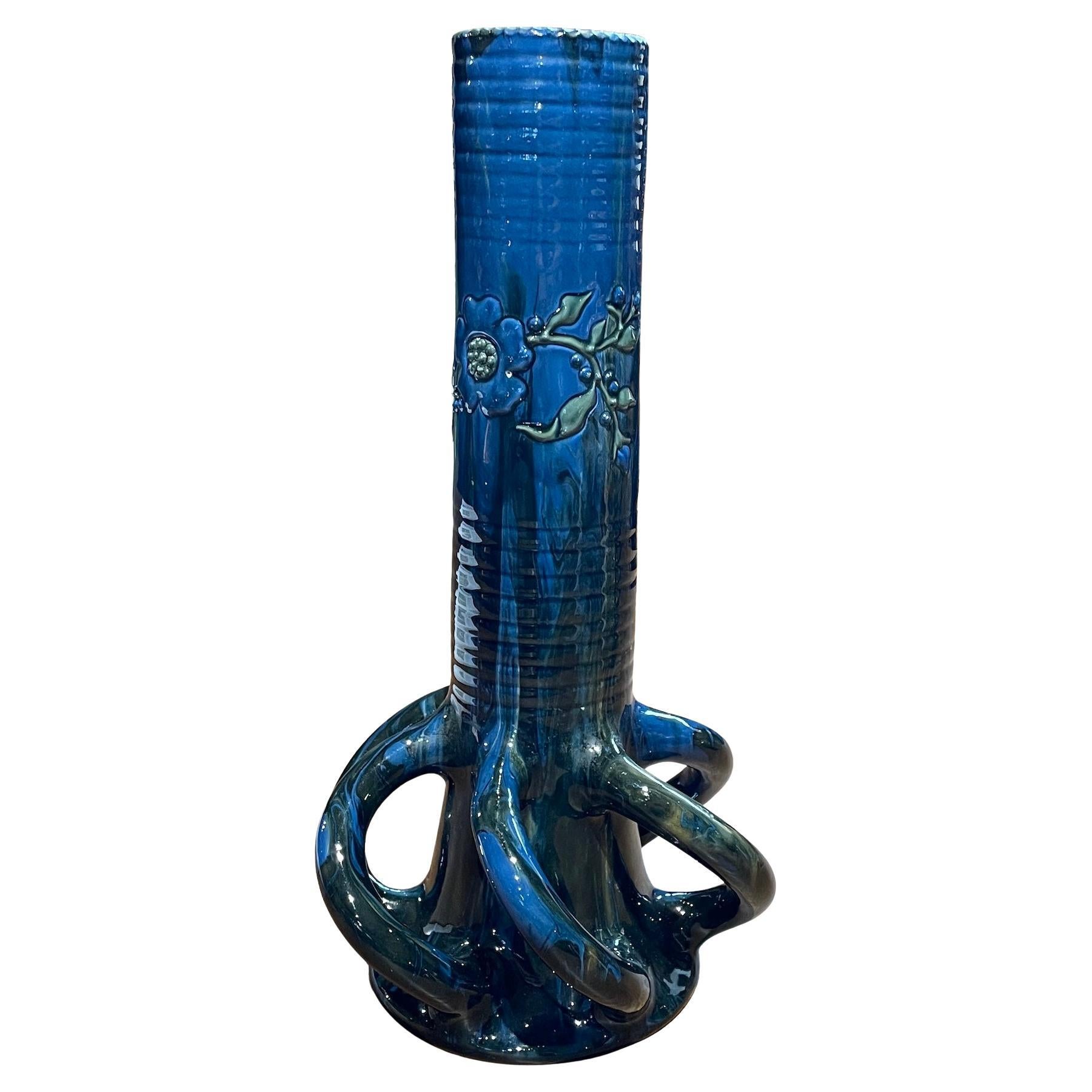 Arts & Crafts Sunflower Pottery Vase By Sir Edmund Elton For Sale