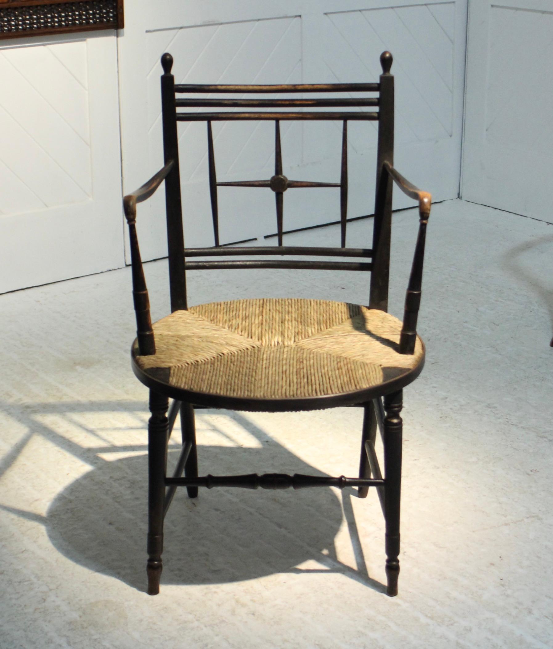Ebonized Arts & Crafts ‘Sussex’ Morris & Co Armchair ‘the Madox'