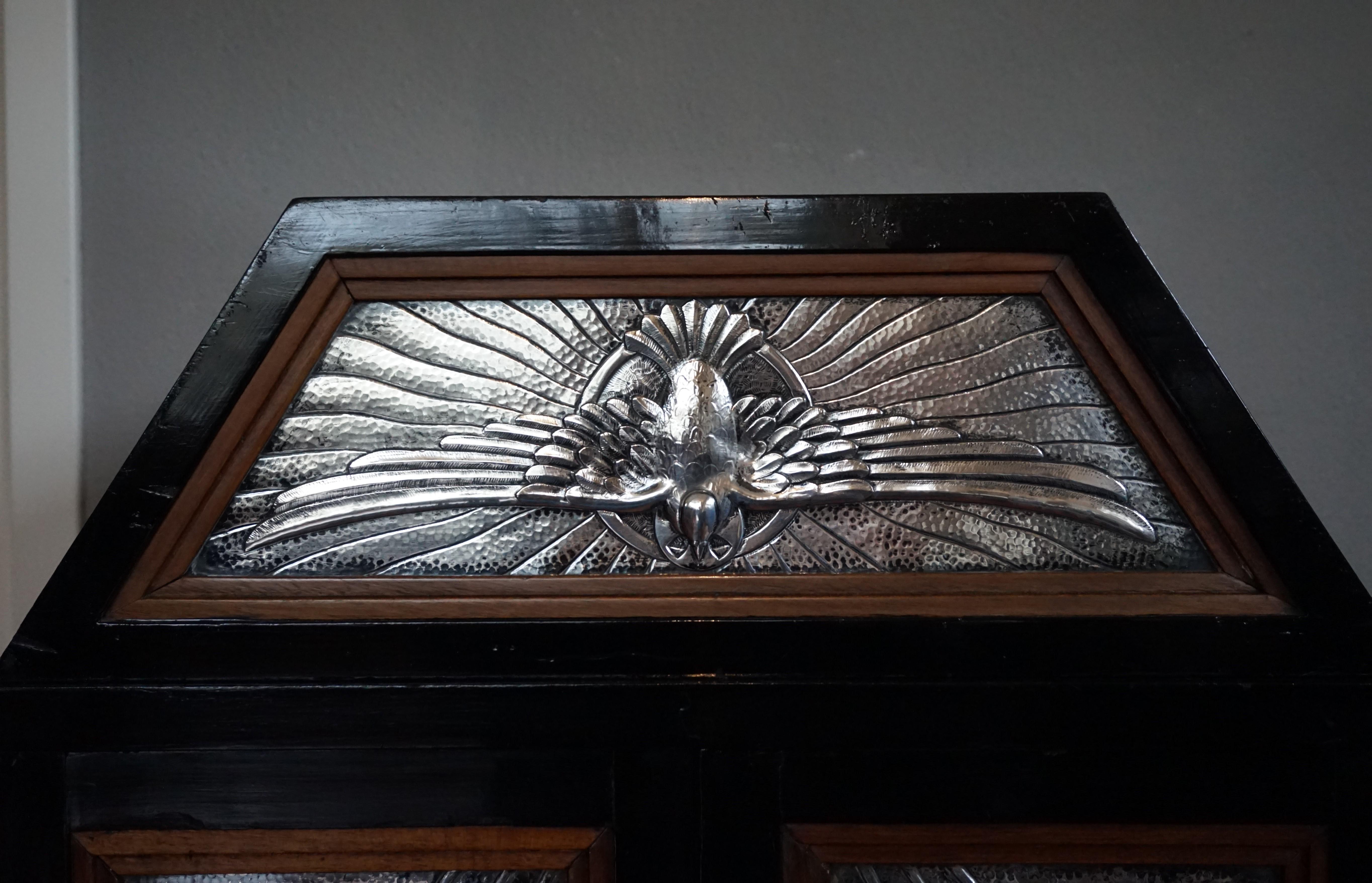 Arts & Crafts Tabernacle with Solid Silver Mary & Archangel Gabriel Panels, 1910 For Sale 9