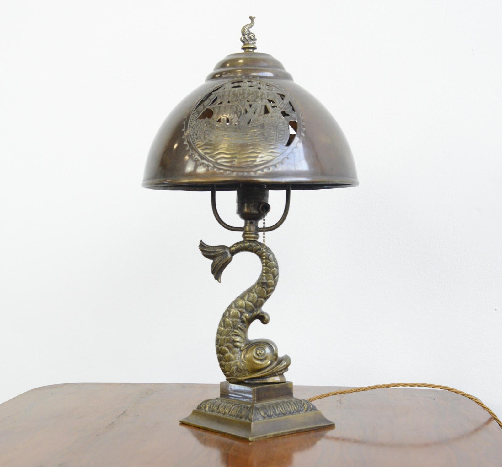 Copper Arts & Crafts Table Lamp, circa 1890