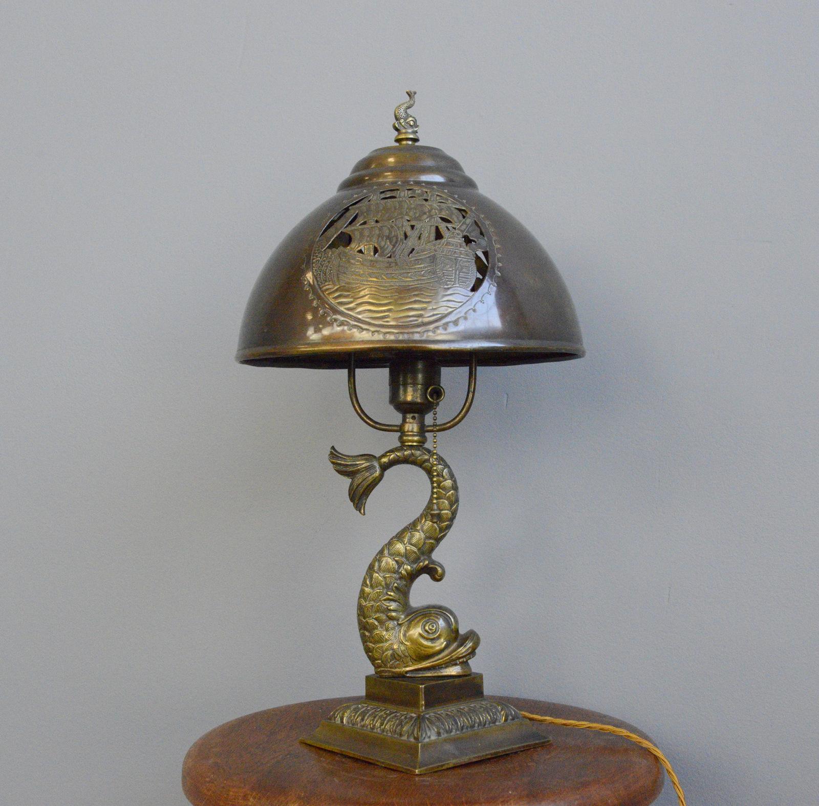 Copper Arts & Crafts Table Lamp, circa 1890