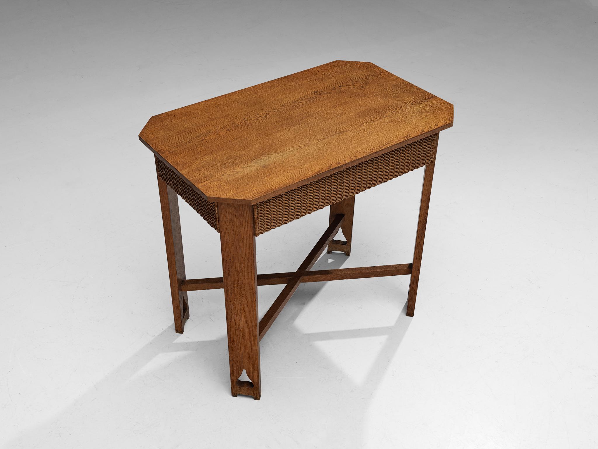 Arts and Crafts Arts & Crafts Table or Desk in Oak and Cane 