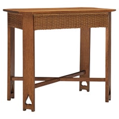 Arts & Crafts Table or Desk in Oak and Cane 