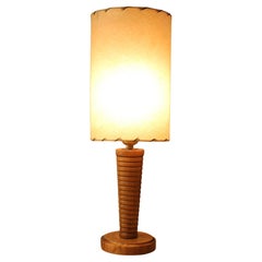 Arts & Crafts Teak Wood Lamp Handcrafted 1950 Mid Century Architectural Decor