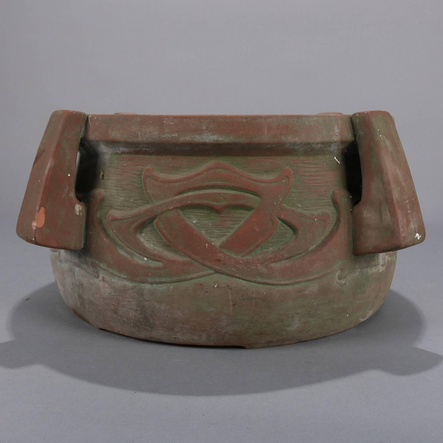 Arts & Crafts Terracotta High Relief and Handled Planter, circa 1910 4