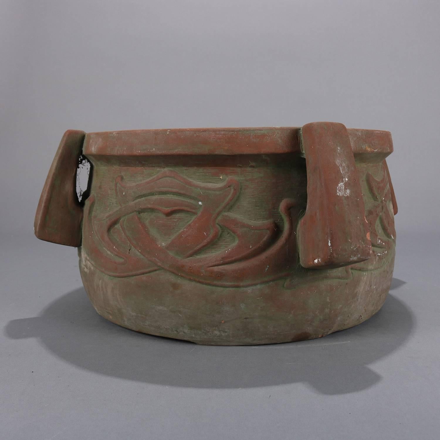 Arts and Crafts Arts & Crafts Terracotta High Relief and Handled Planter, circa 1910