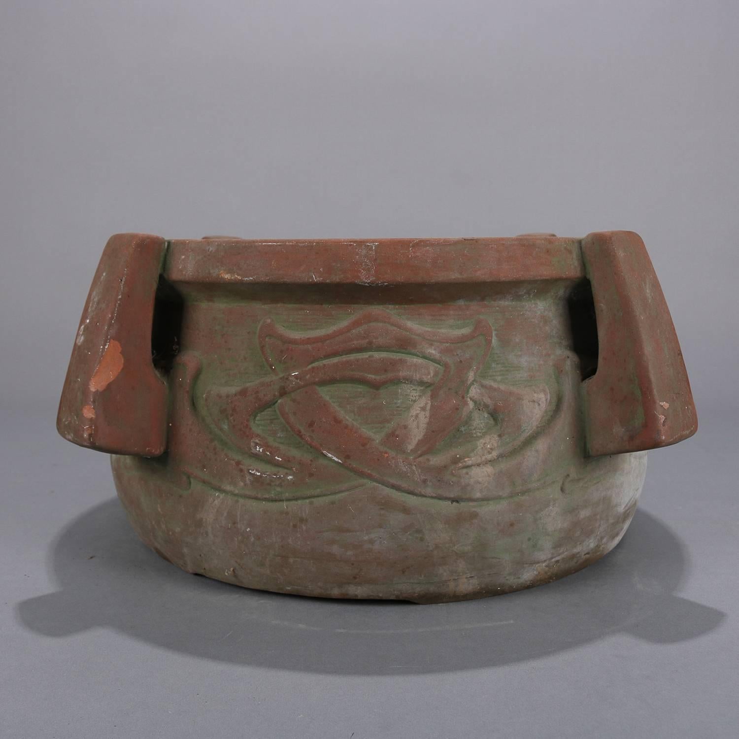 20th Century Arts & Crafts Terracotta High Relief and Handled Planter, circa 1910