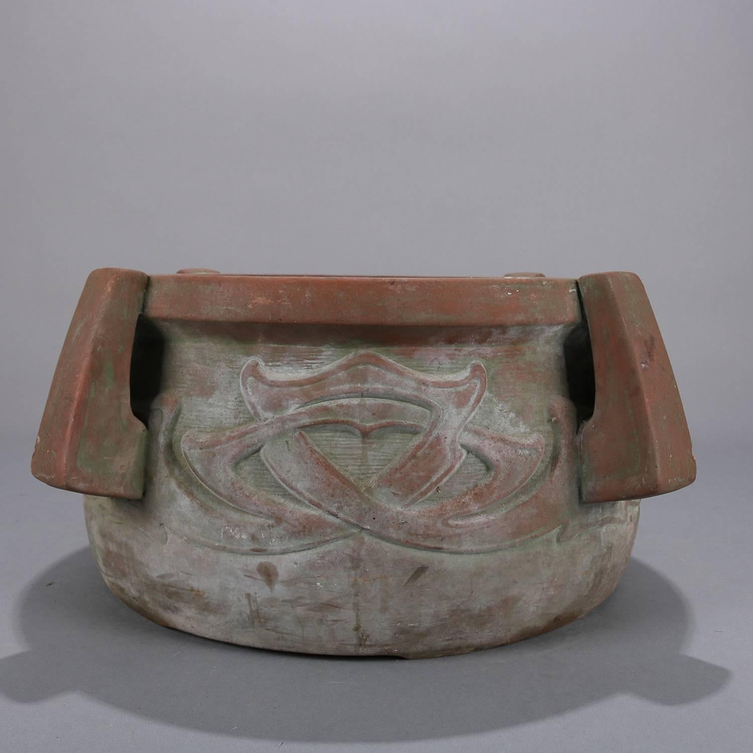 Arts & Crafts Terracotta High Relief and Handled Planter, circa 1910 1