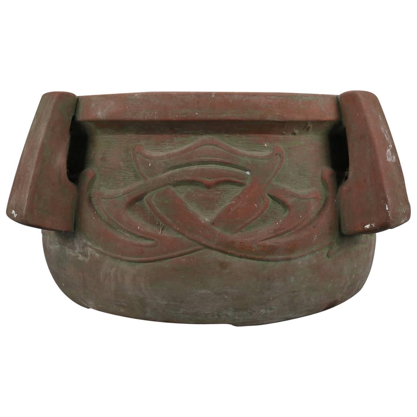 Arts & Crafts Terracotta High Relief and Handled Planter, circa 1910